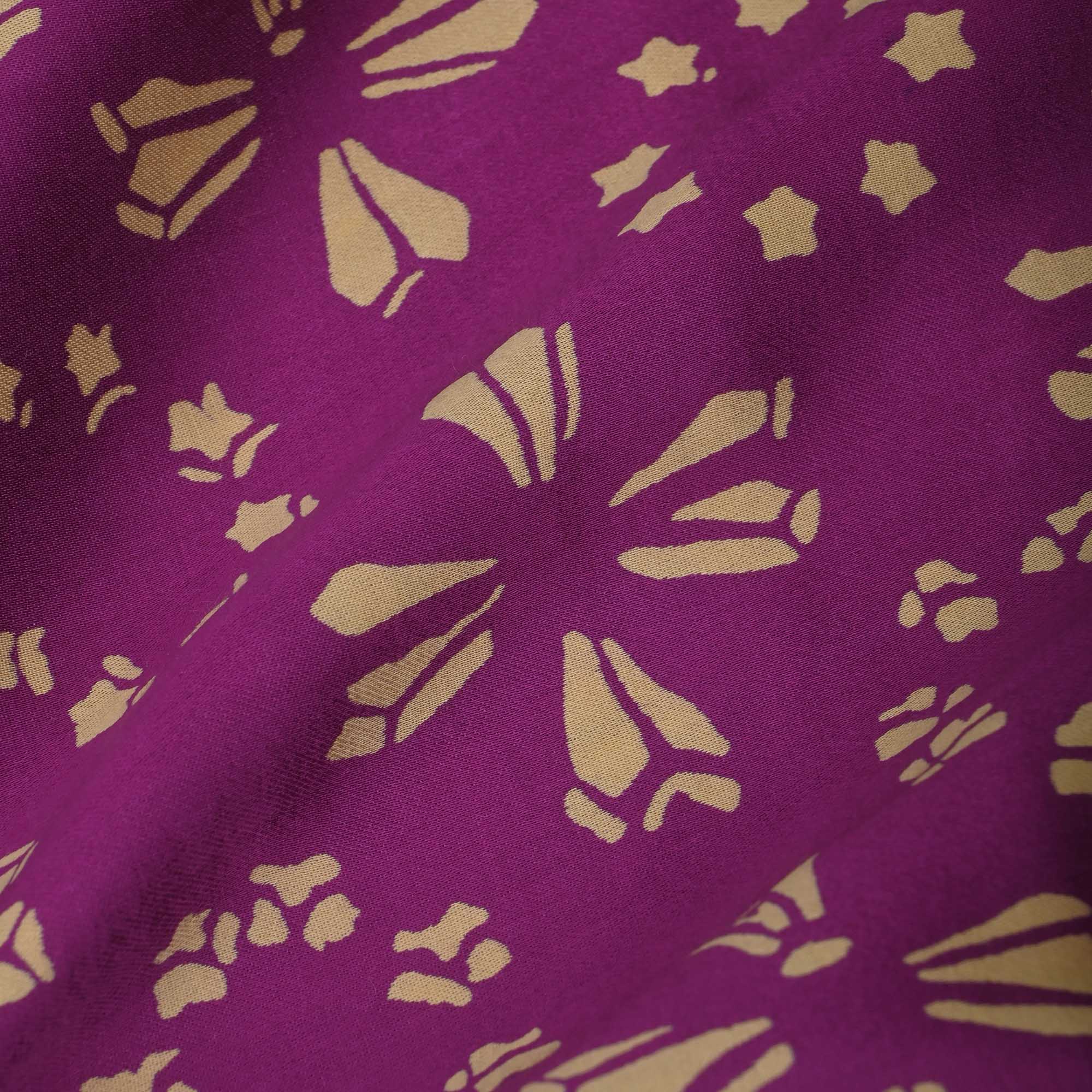 Royal Purple Printed Floral Satin Fabric