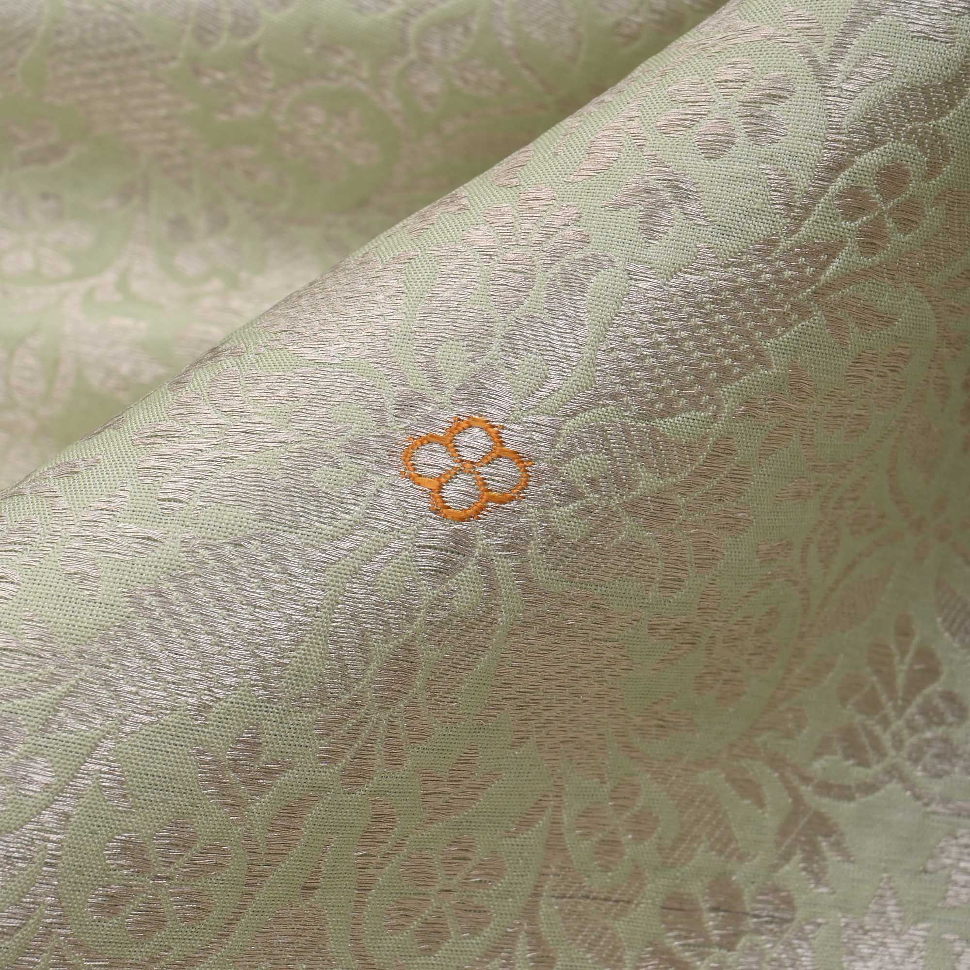 Gin Green Banarasi Jaal Weave Fabric