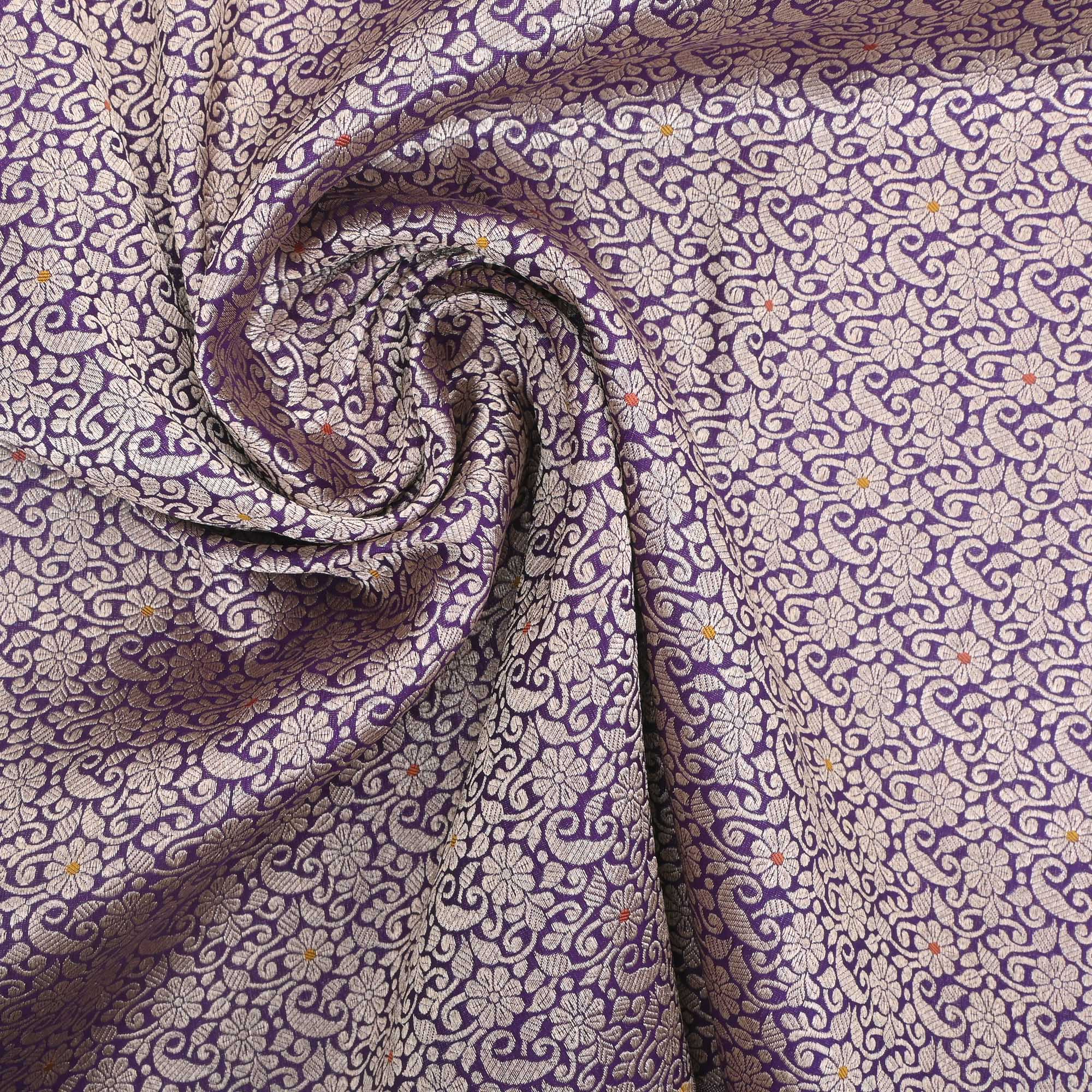 Ocean Purple Banarasi Jaal Fabric