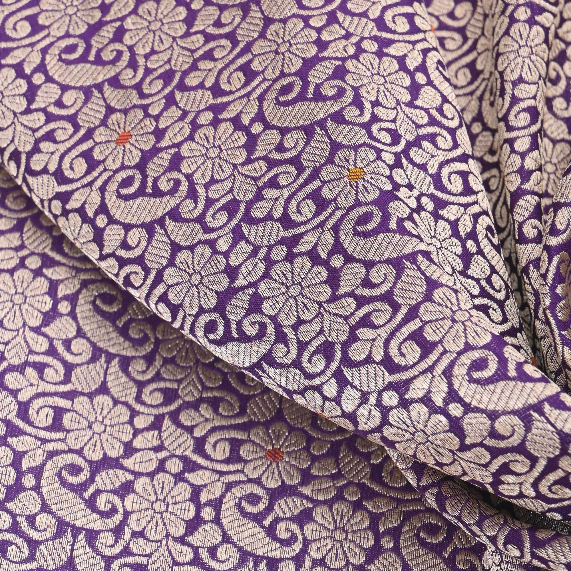 Ocean Purple Banarasi Jaal Fabric