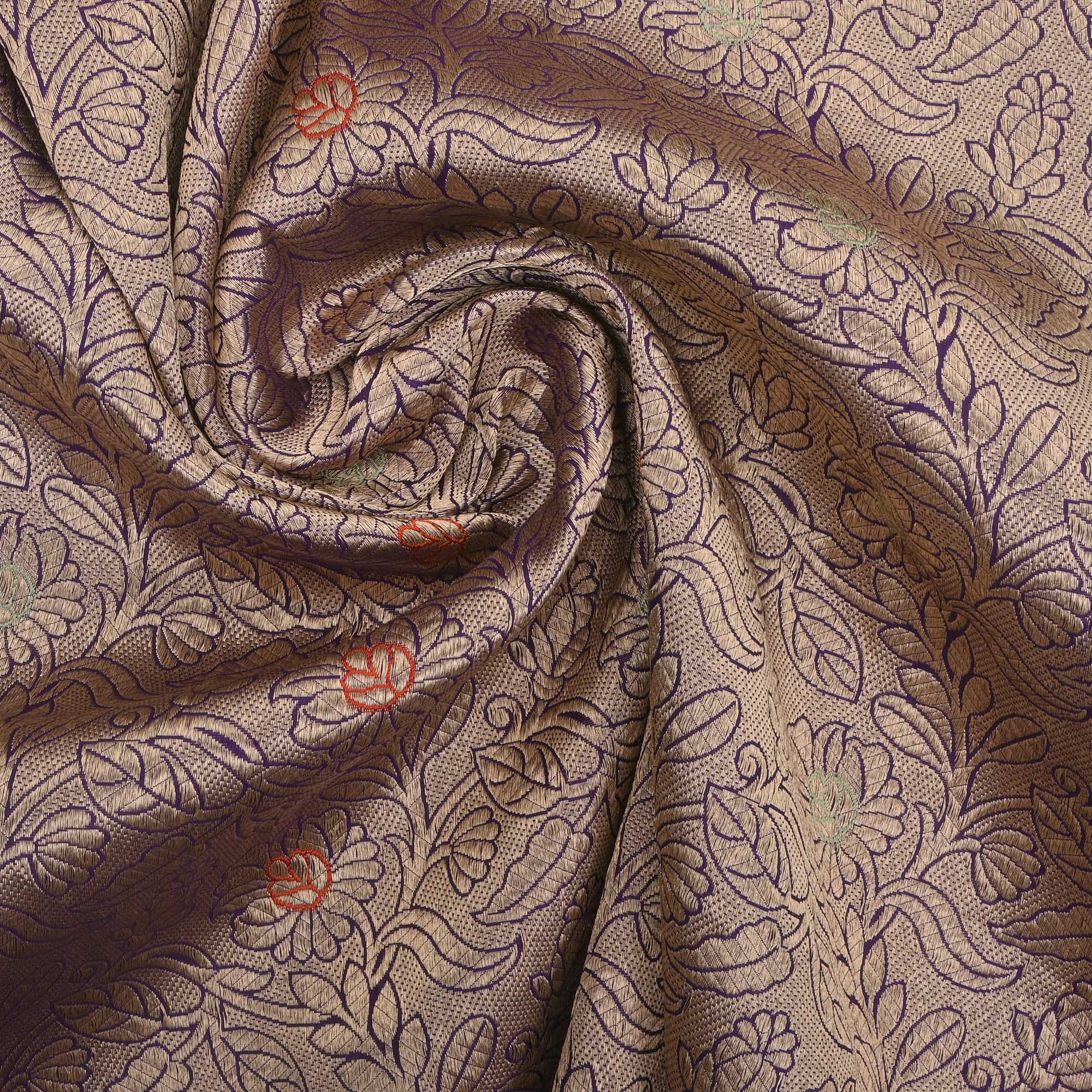 Indigo Purple Banarasi Jaal Fabric