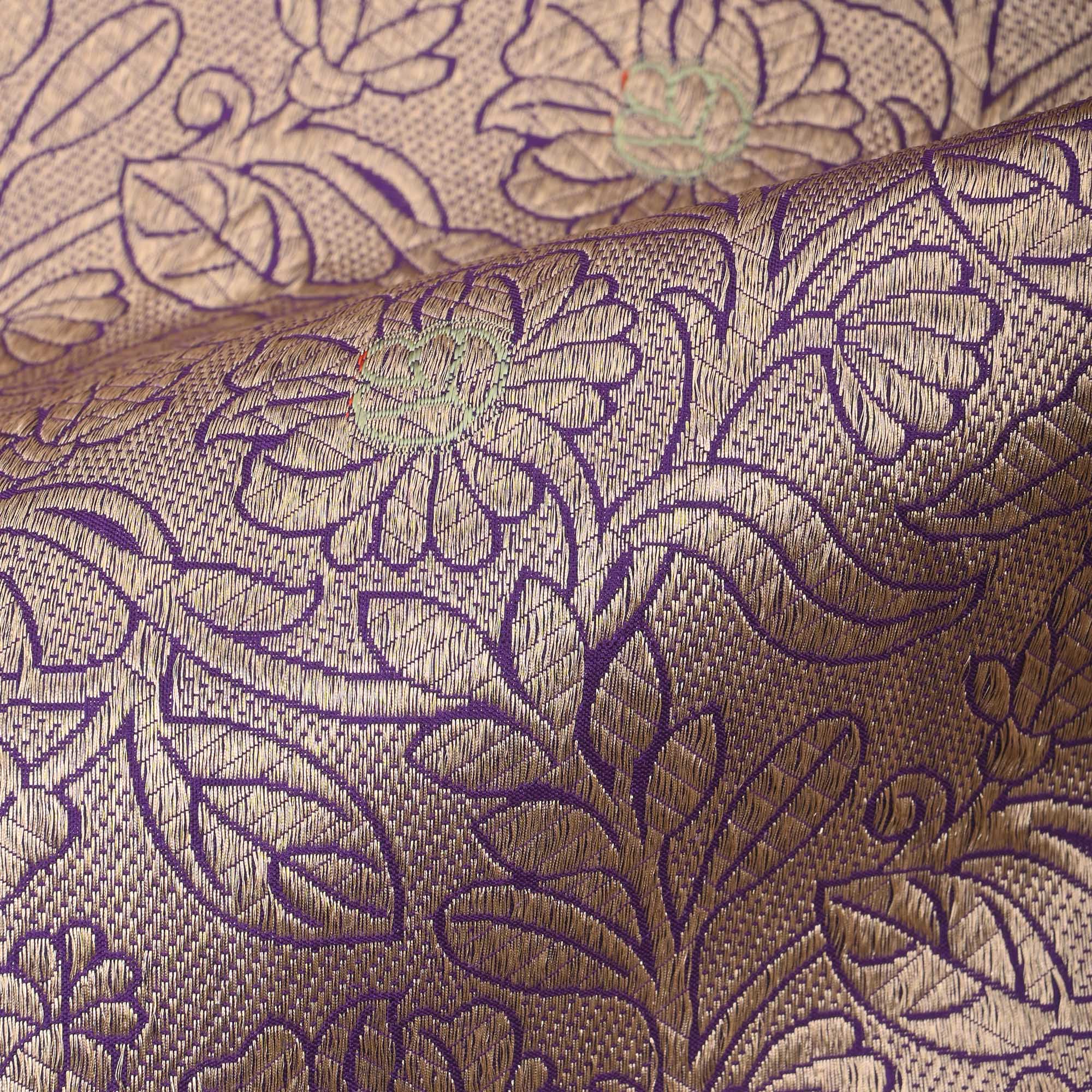 Indigo Purple Banarasi Jaal Fabric