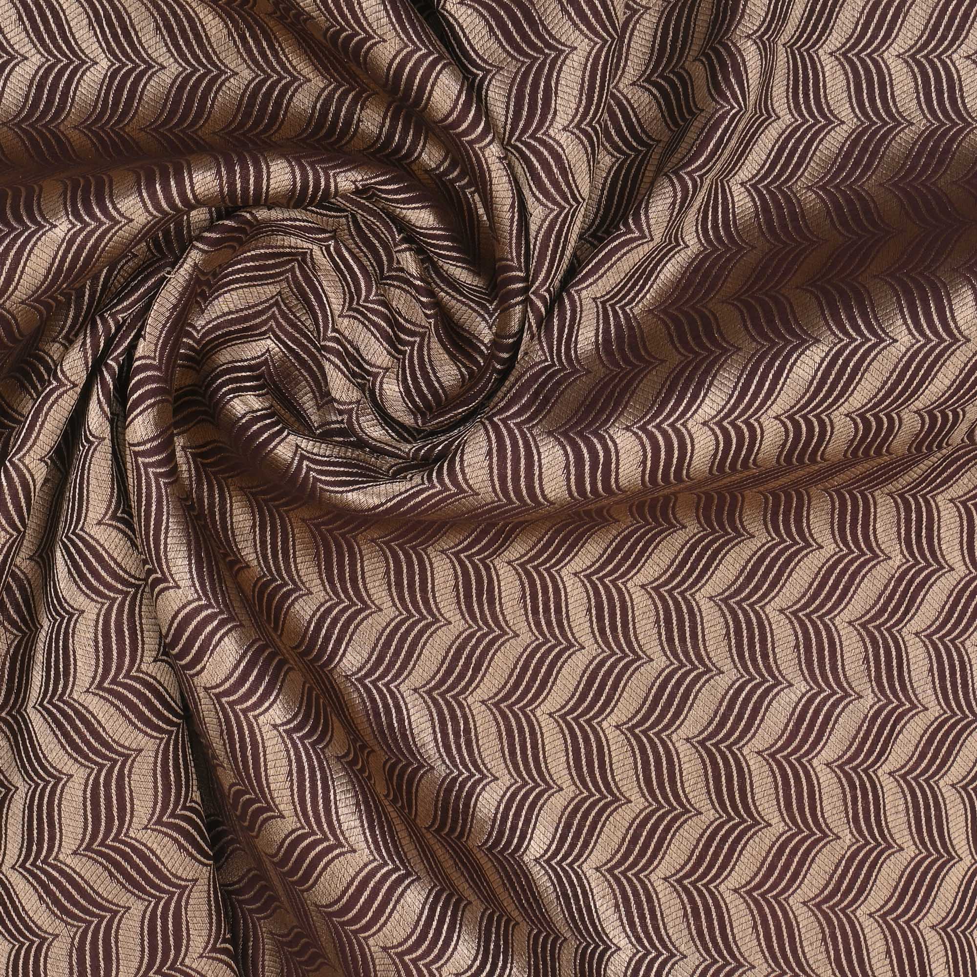 Bistre Brown Banarasi Striped Weave Fabric