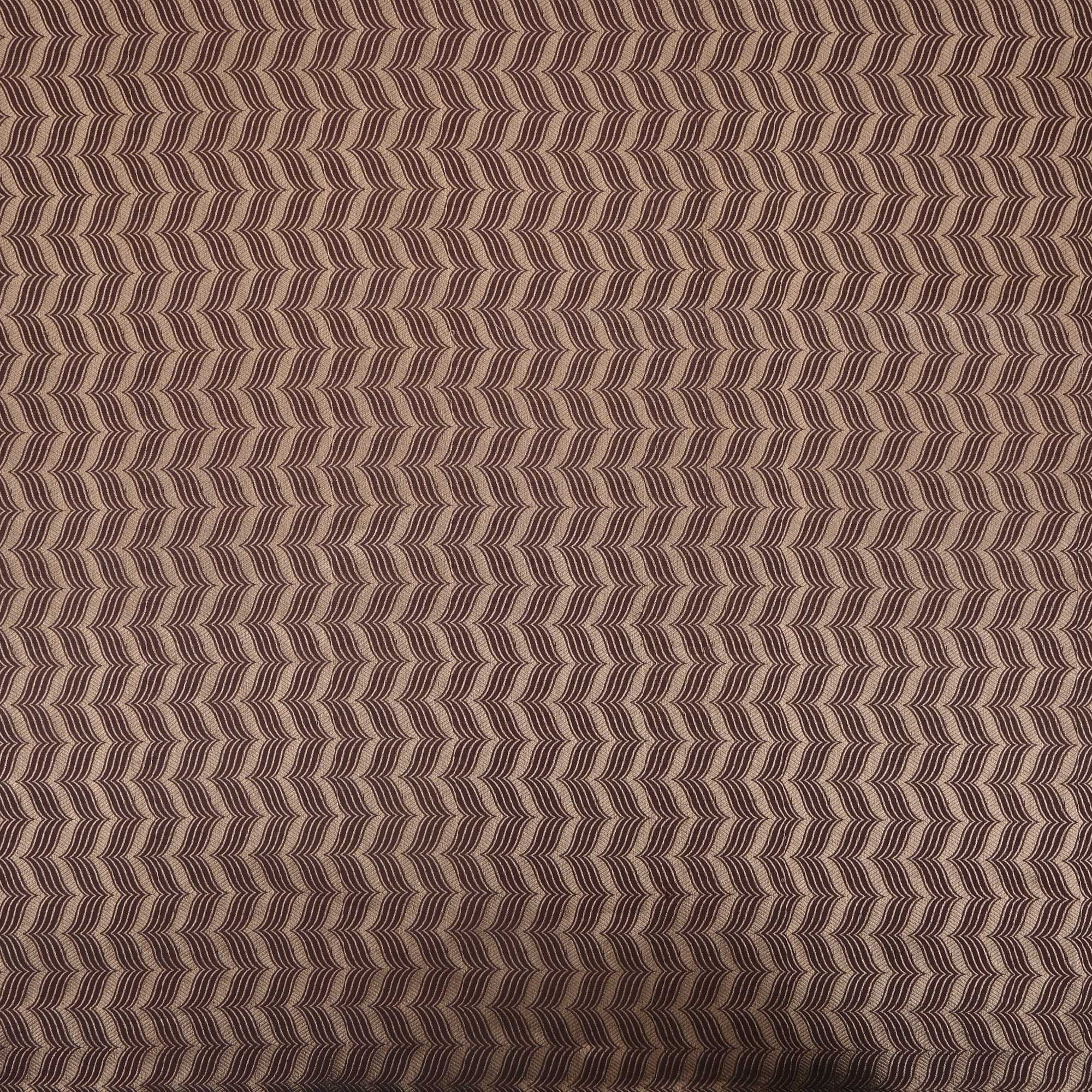 Bistre Brown Banarasi Striped Weave Fabric