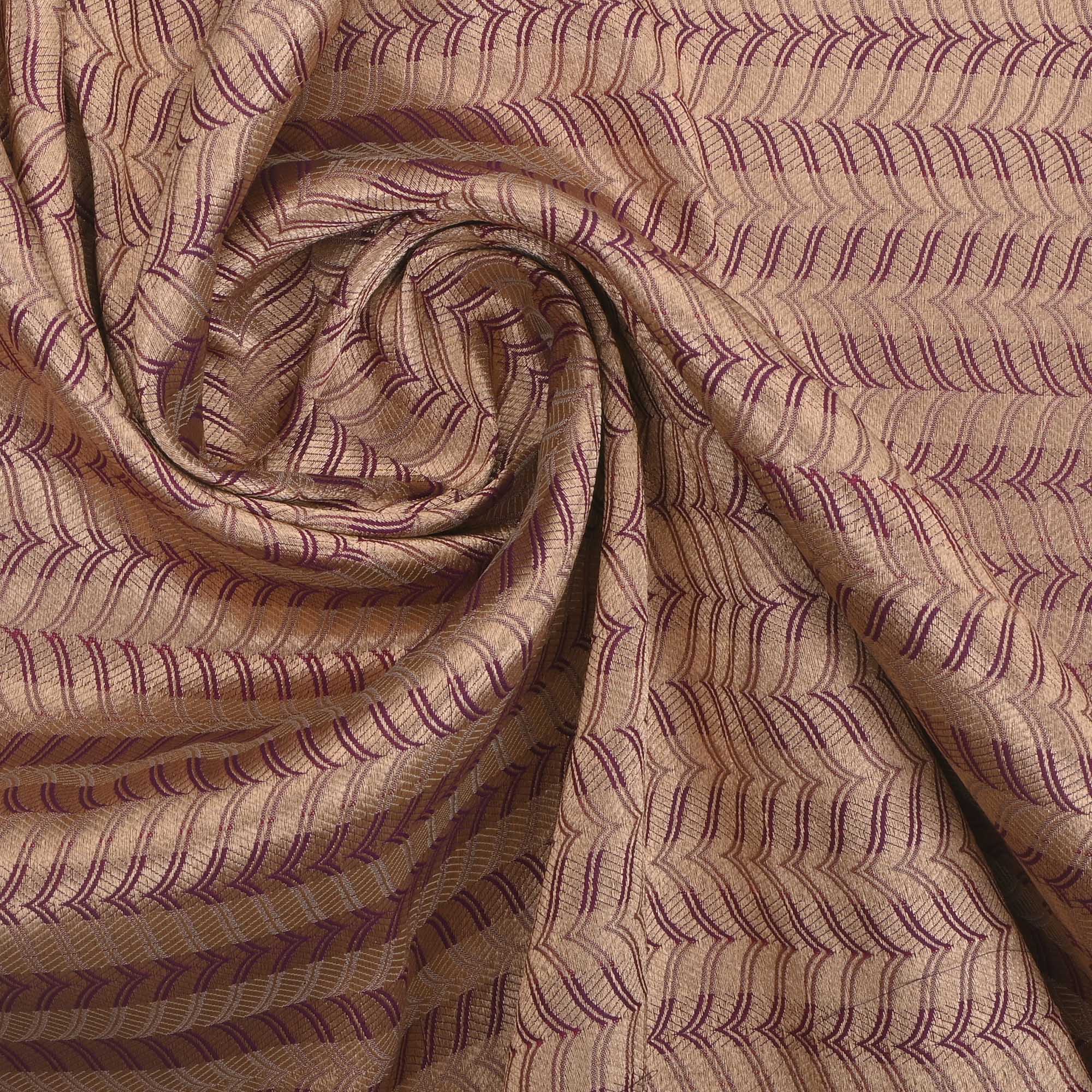 Purple Gold Banarasi Chevron Weave Fabric