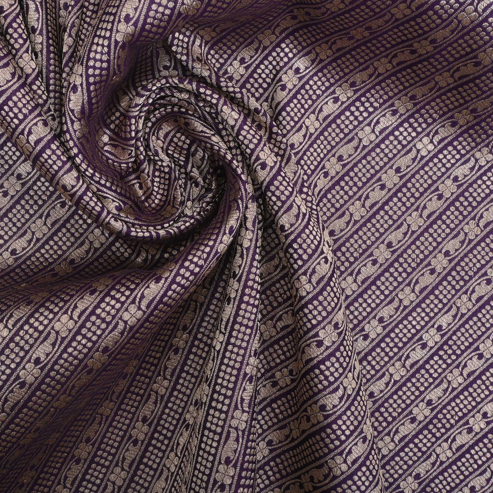 Royal Purple Banarasi Striped Weave Fabric