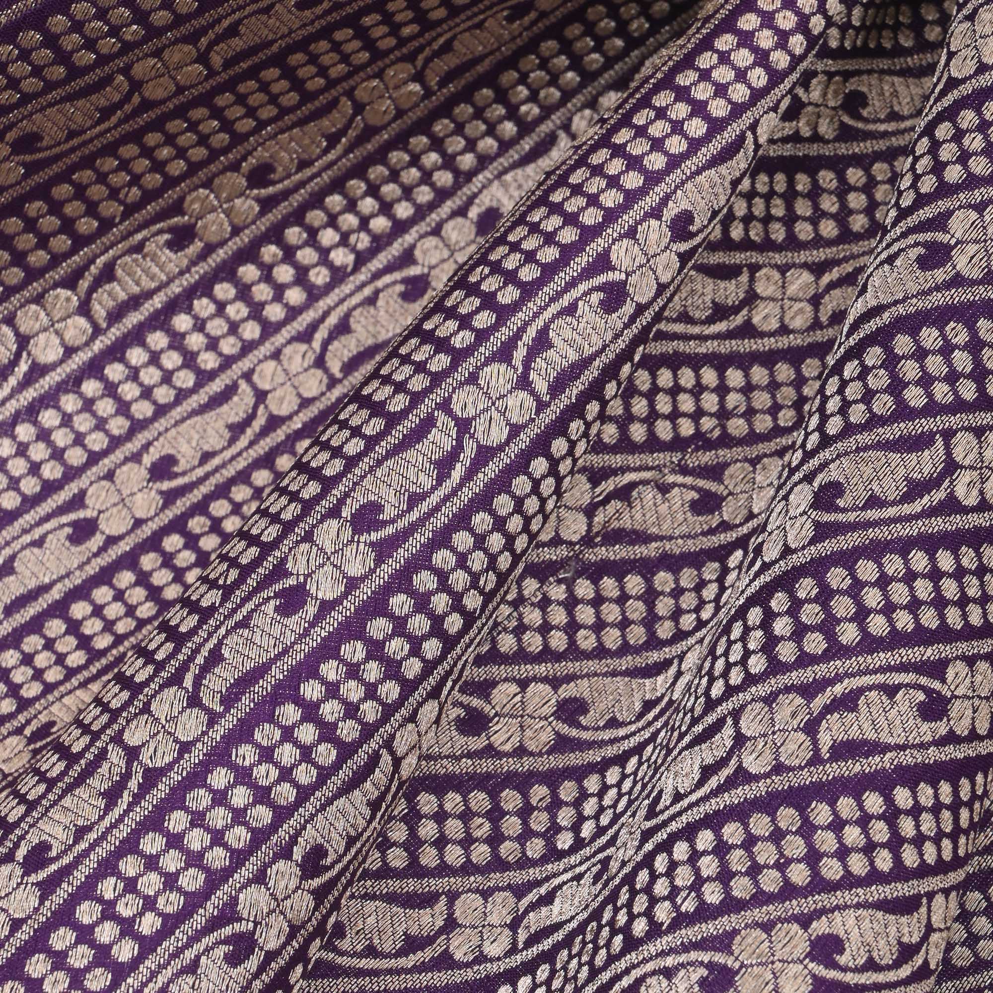 Royal Purple Banarasi Striped Weave Fabric