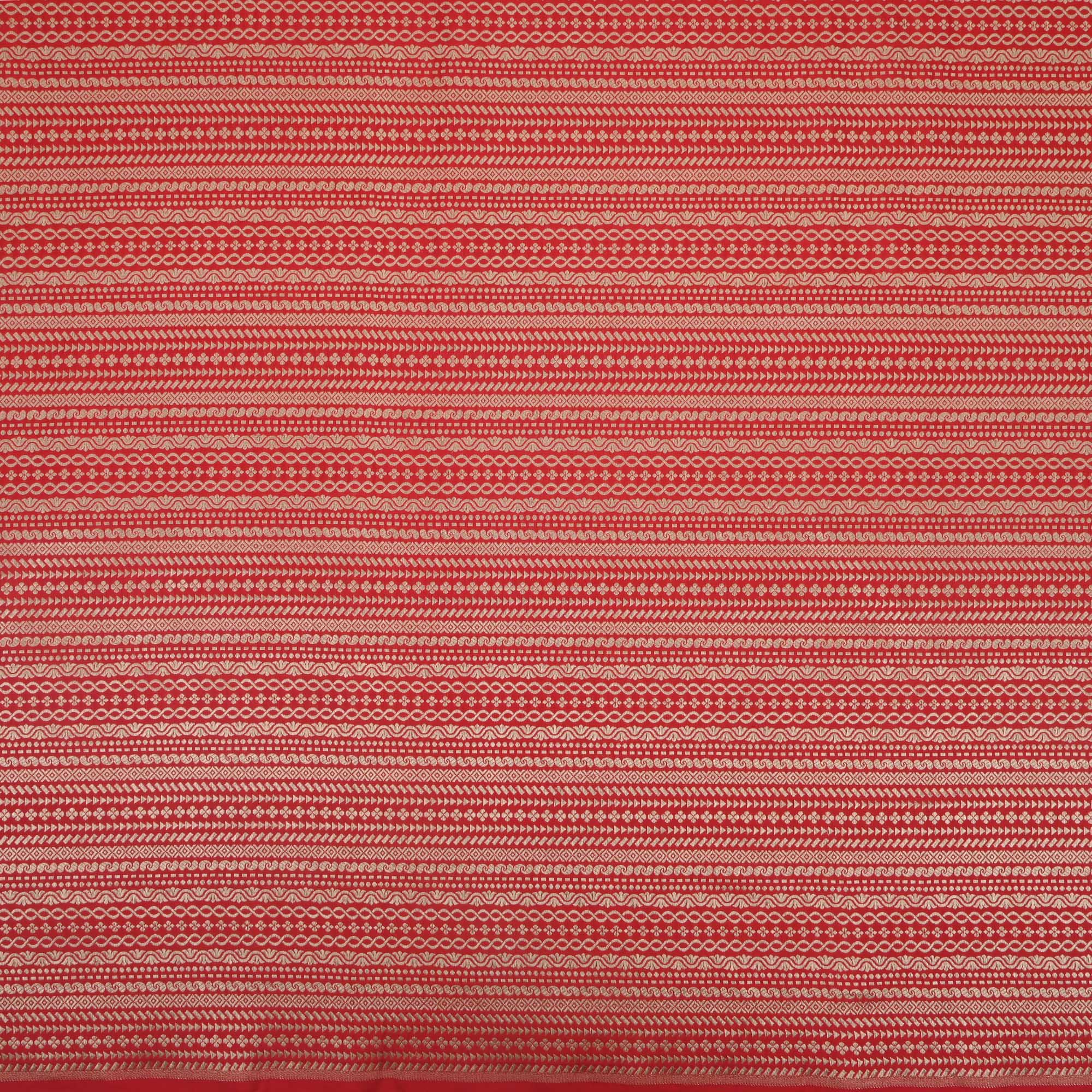 Persian Red Banarasi Striped Weave Fabric