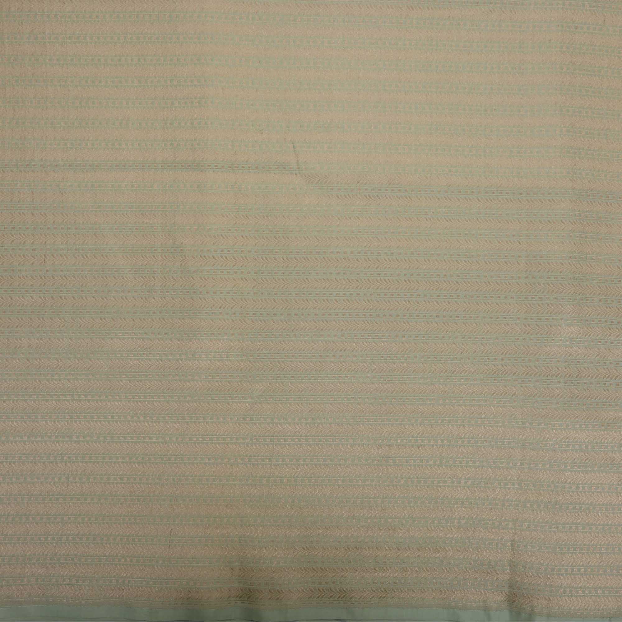 Turquoise Green Banarasi Striped Weave Fabric