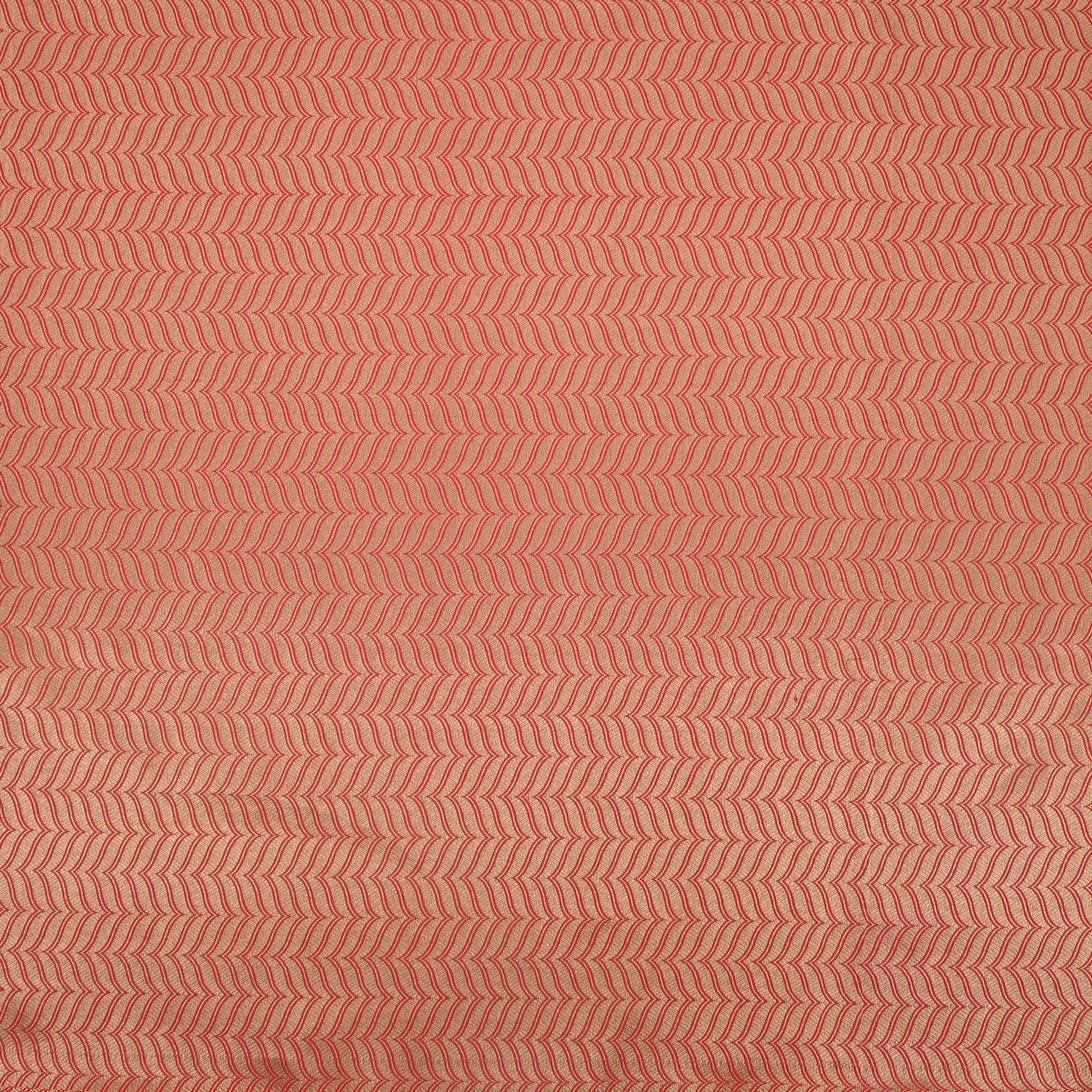 Golden Red Banarasi Chevron Weave Fabric