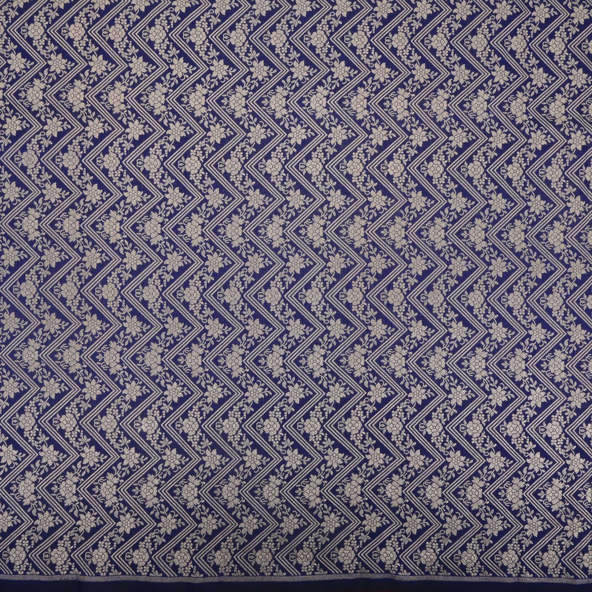 Admiral Blue Banarasi Chevron Weave Fabric