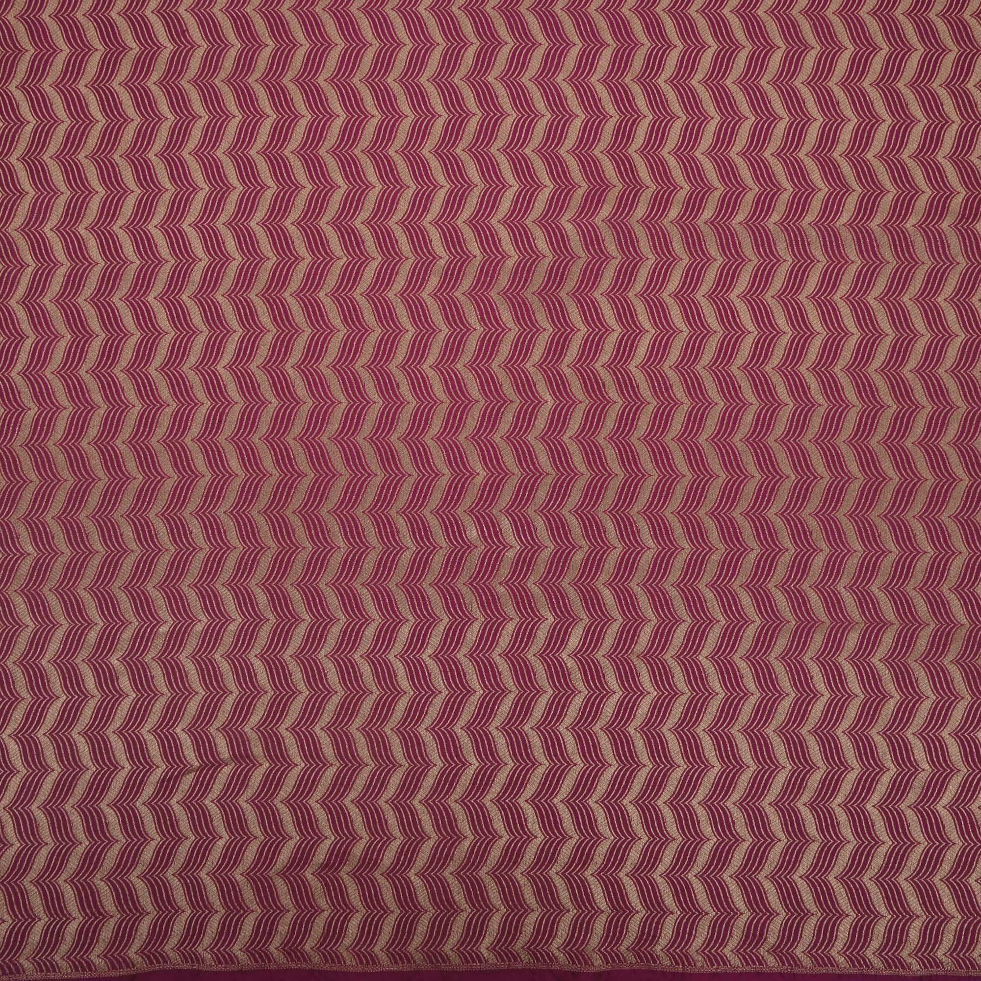 Maroon Pink Banarasi Chevron Weave Fabric