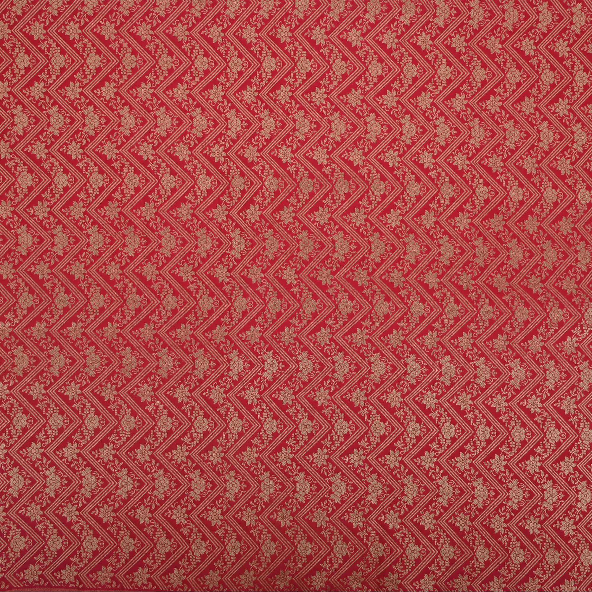 Cardinals Red Banarasi Chevron Weave Fabric