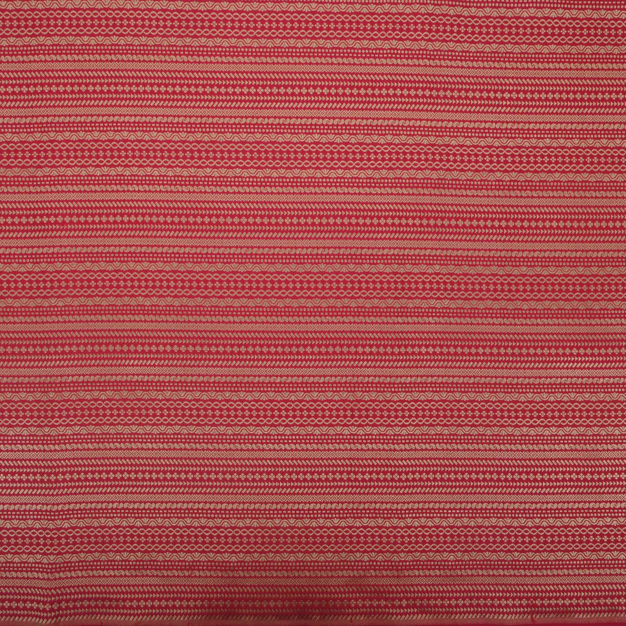 Cardinals Red Banarasi Striped Weave Fabric