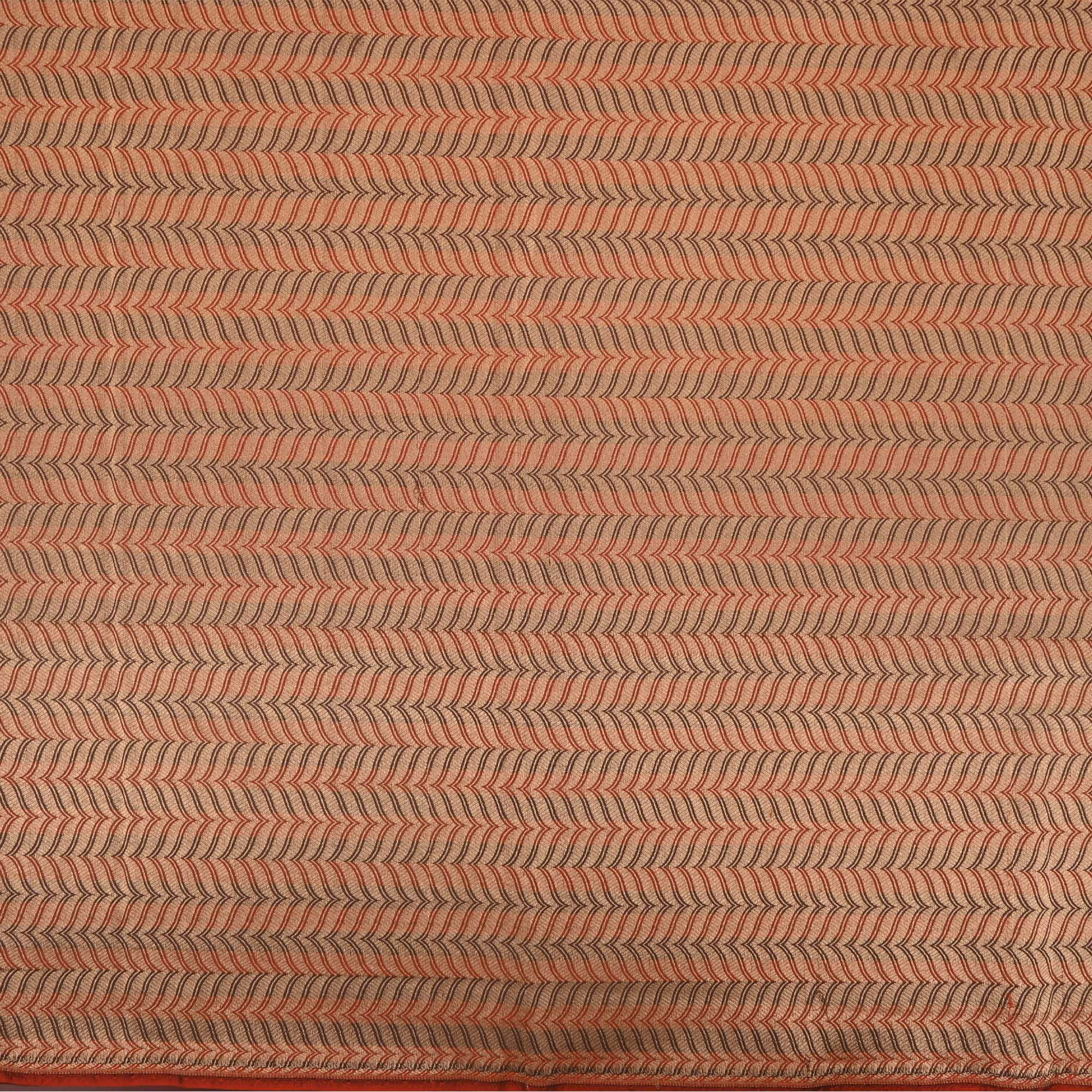 Red Brown Banarasi Chevron Weave Fabric