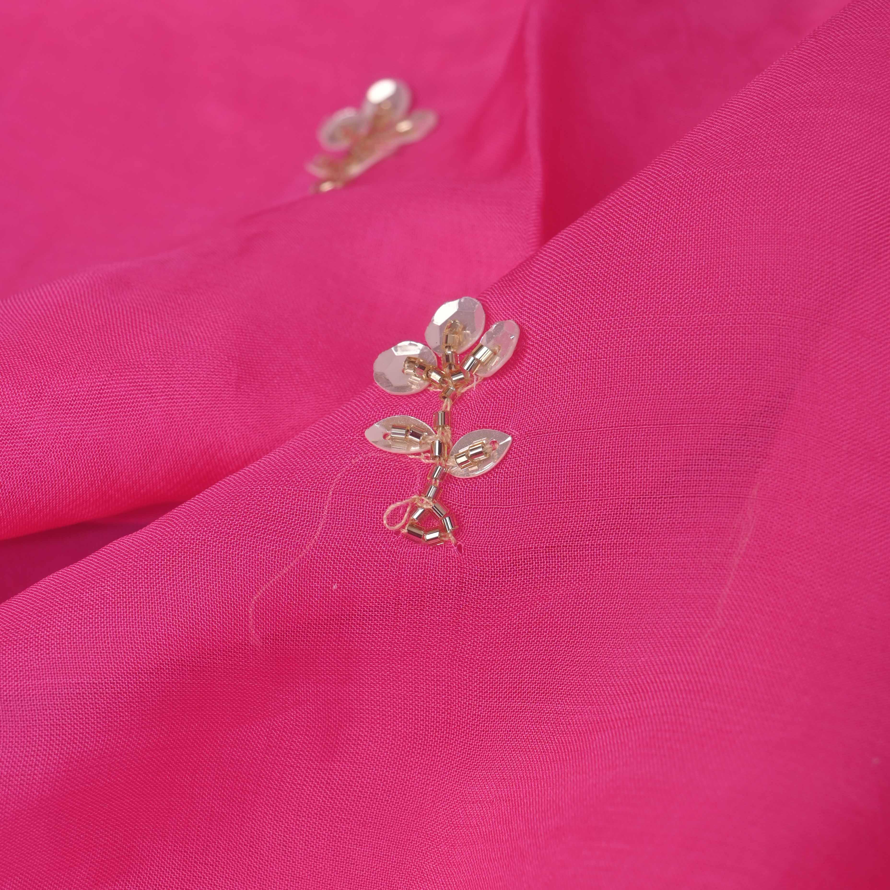 Bright Pink Buttis Organza Embroidery Fabric