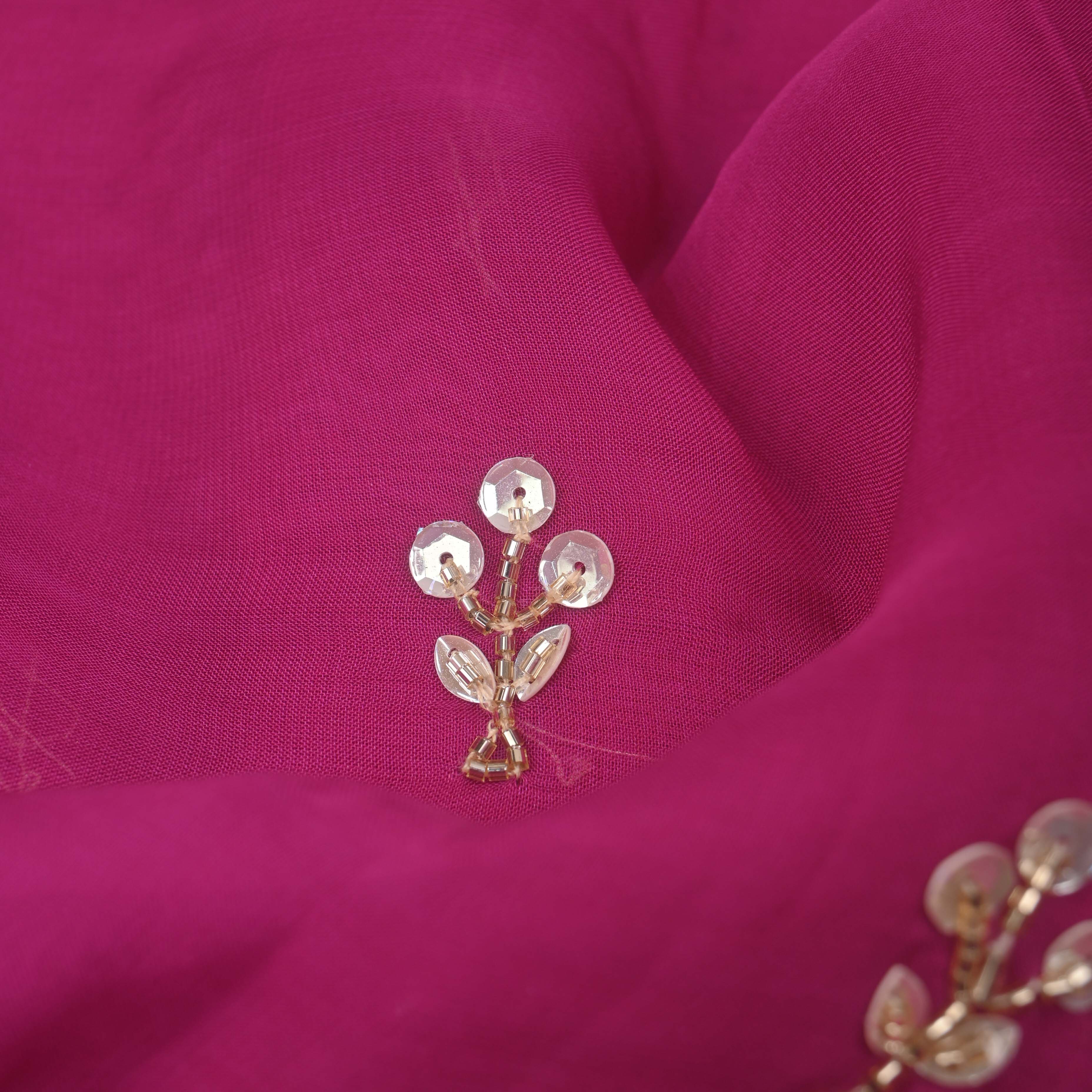 Cardinal Purple Buttis Organza Embroidery Fabric