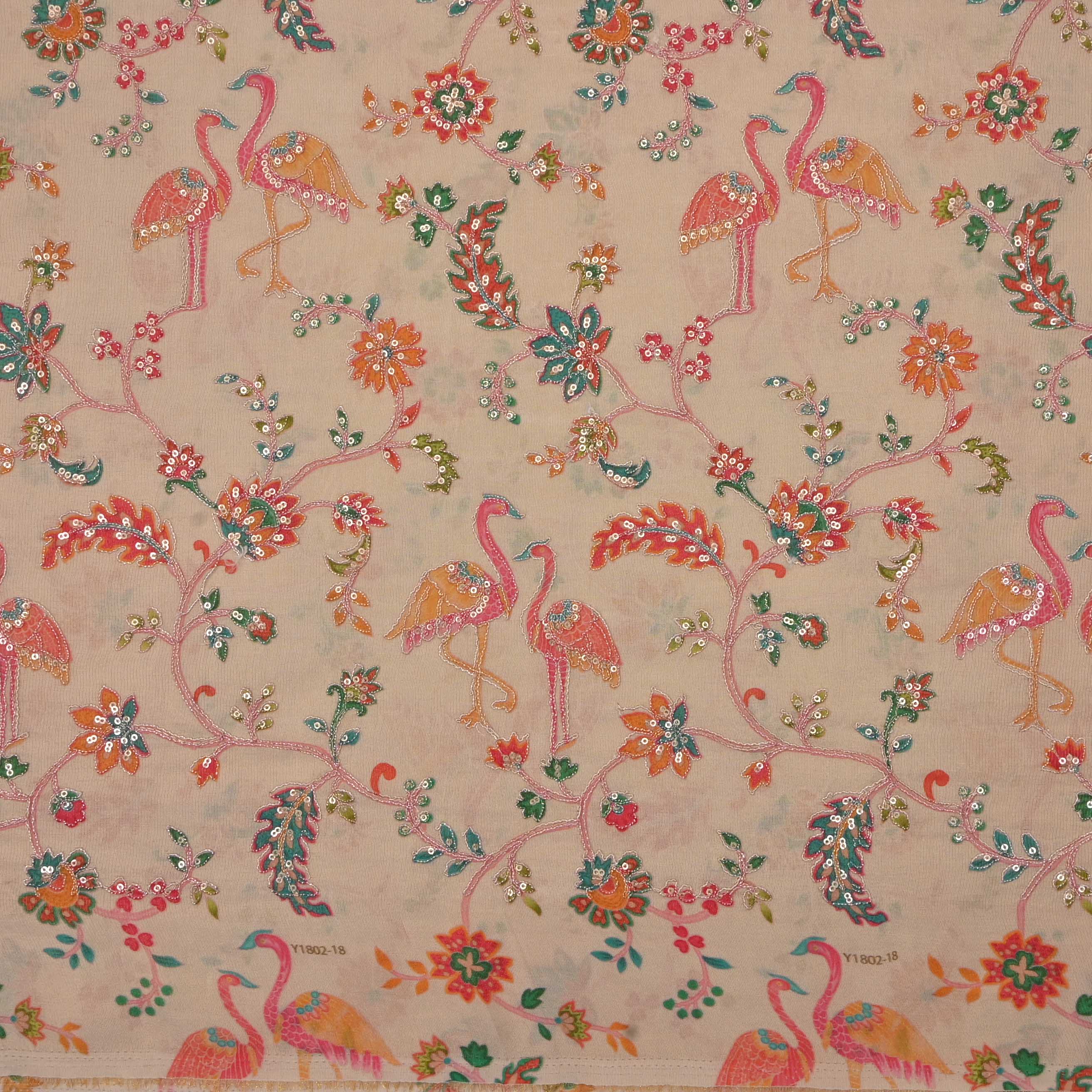 Almond Brown Tissue Embroidery Fabric