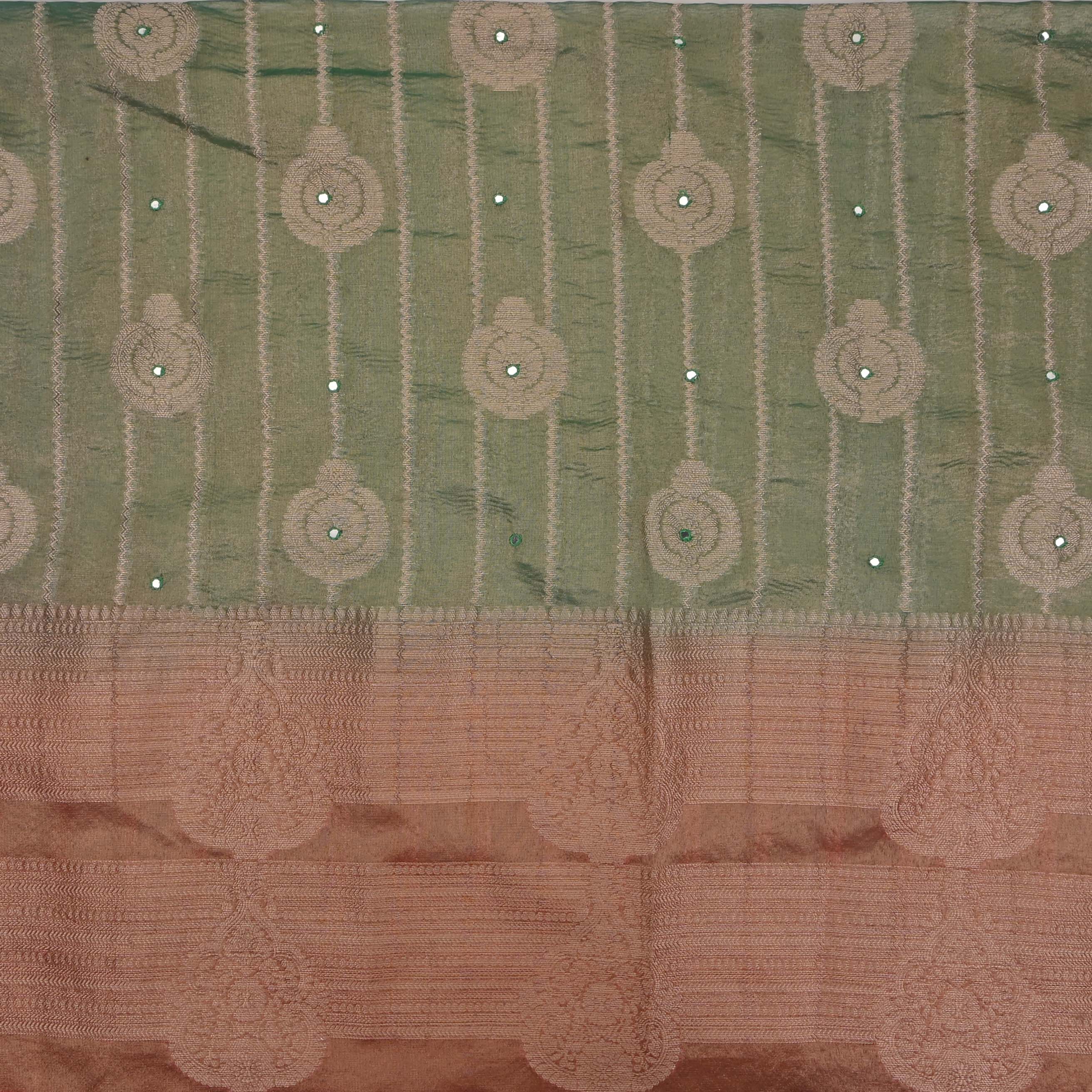 Jade Green Kanchi Tissue Butta Fabric