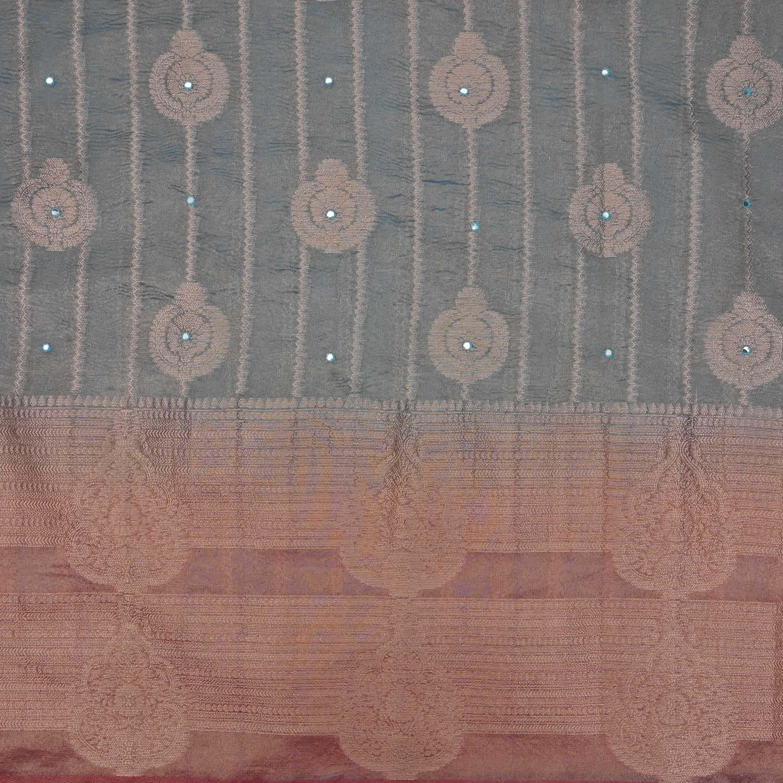 Aluminum Blue Kanchi Tissue Butta Fabric