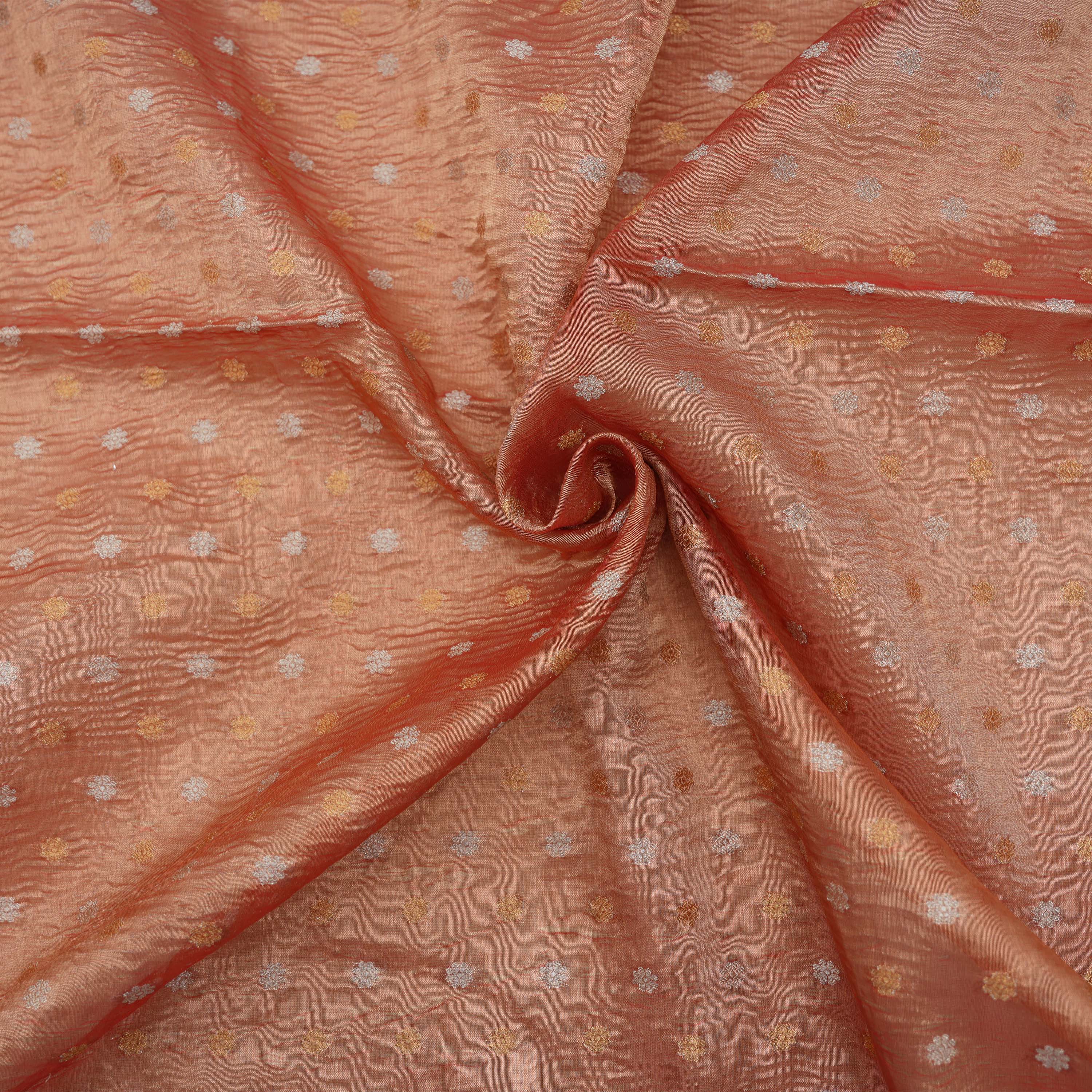 Sepia Brown Floral Buttis All-Over Crushed Tissue Fabric