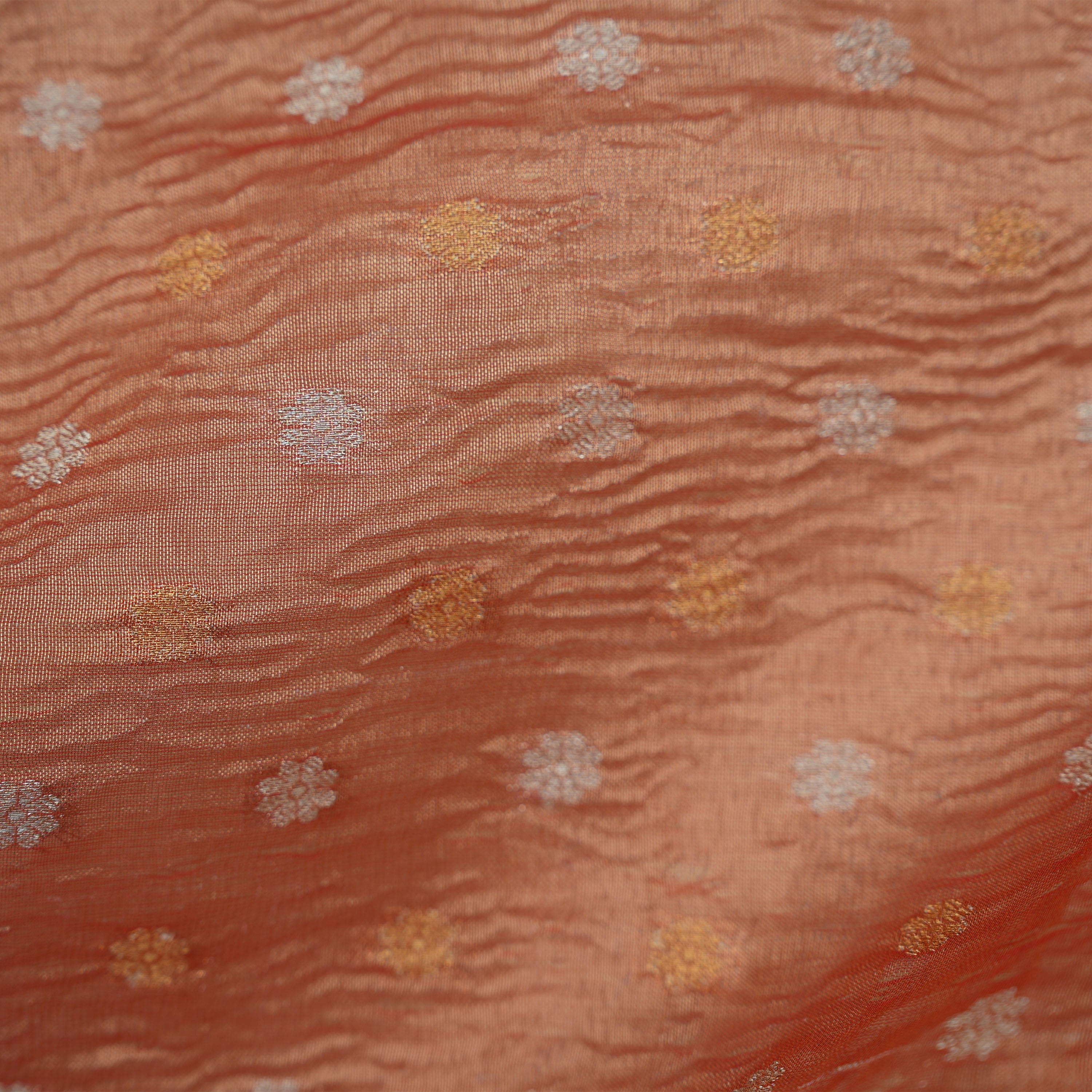 Sepia Brown Floral Buttis All-Over Crushed Tissue Fabric