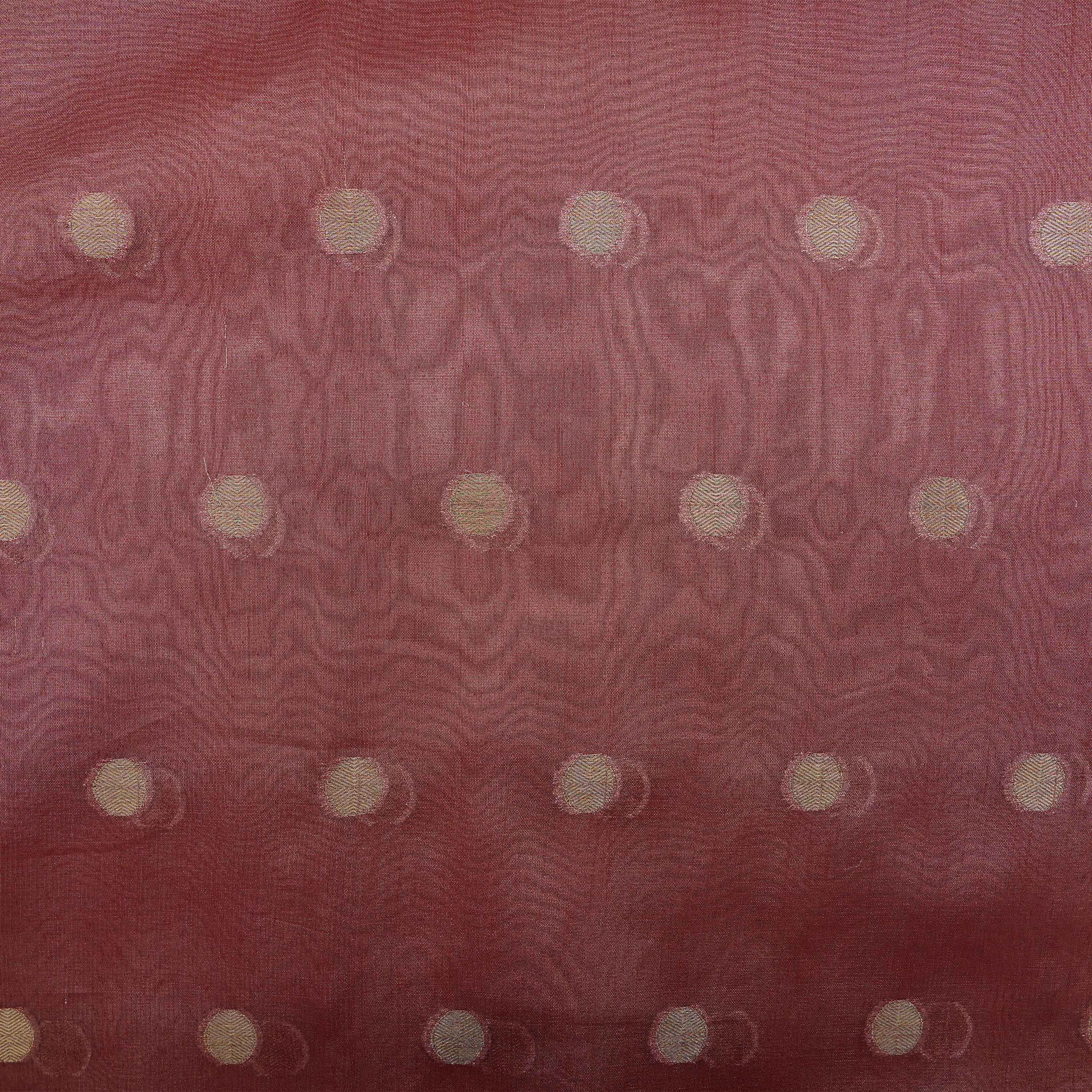Metallic Copper Mini Rudraksh Motifs Tissue Fabric