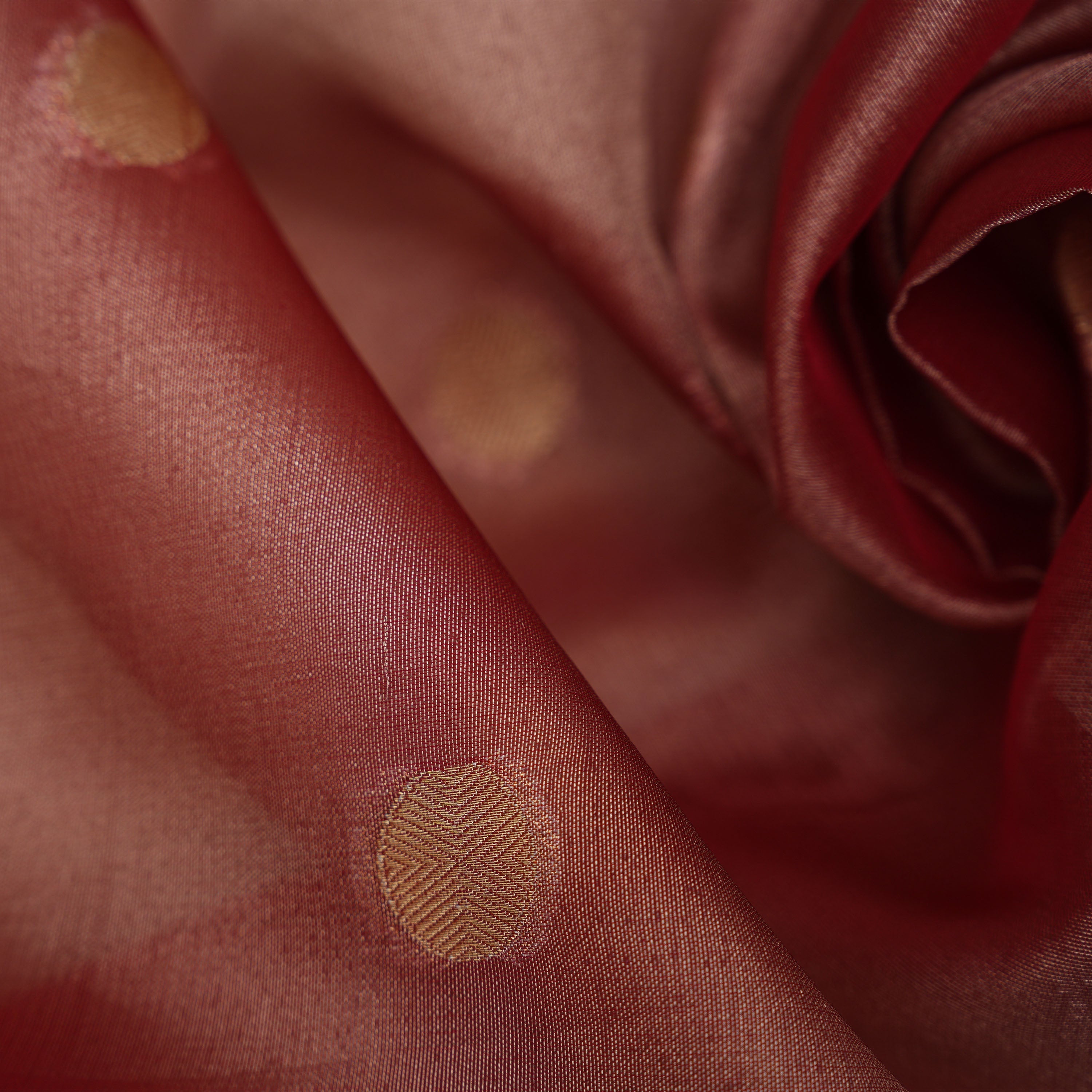 Metallic Copper Mini Rudraksh Motifs Tissue Fabric