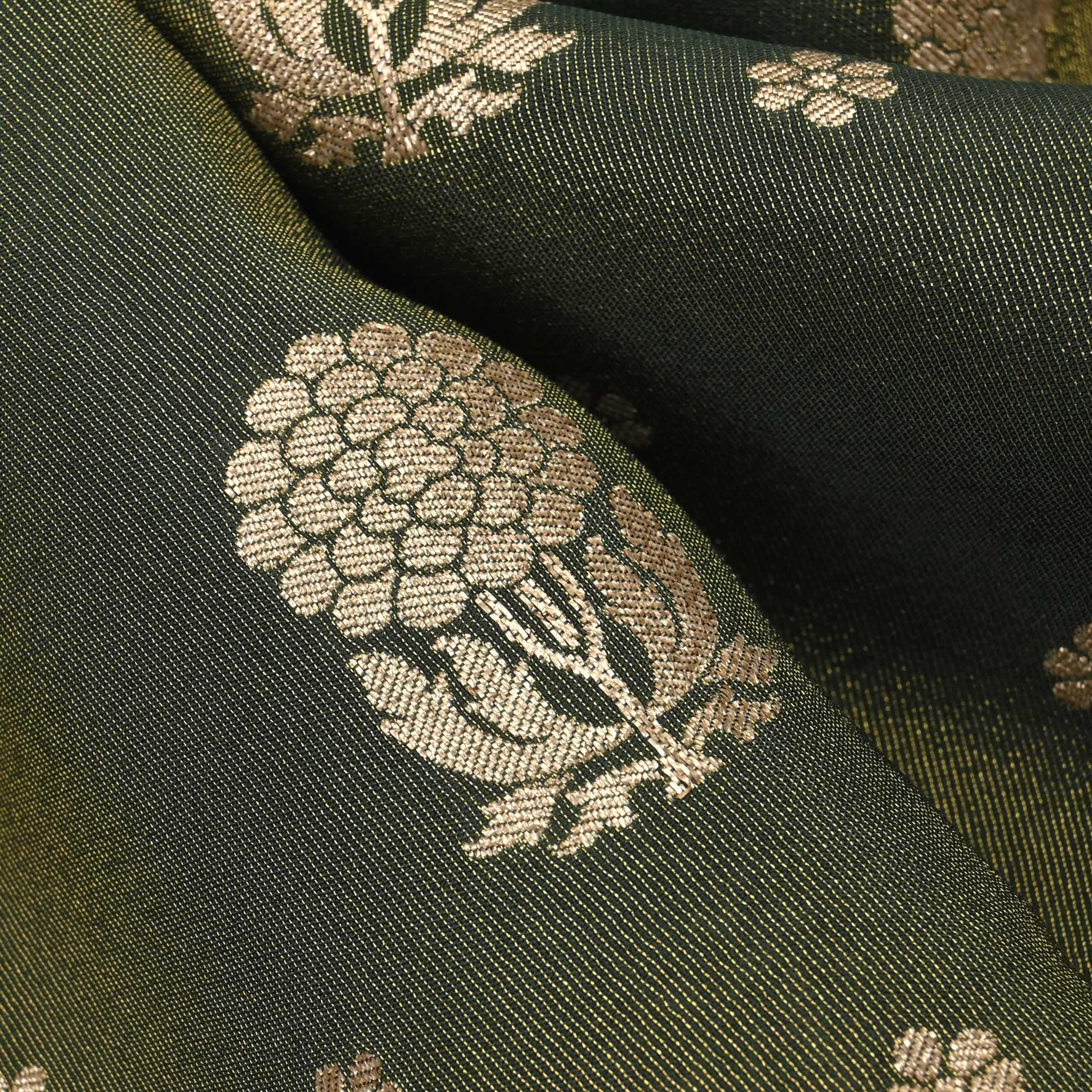 Mehendi Green Tissue Fabric With Zari Weaving