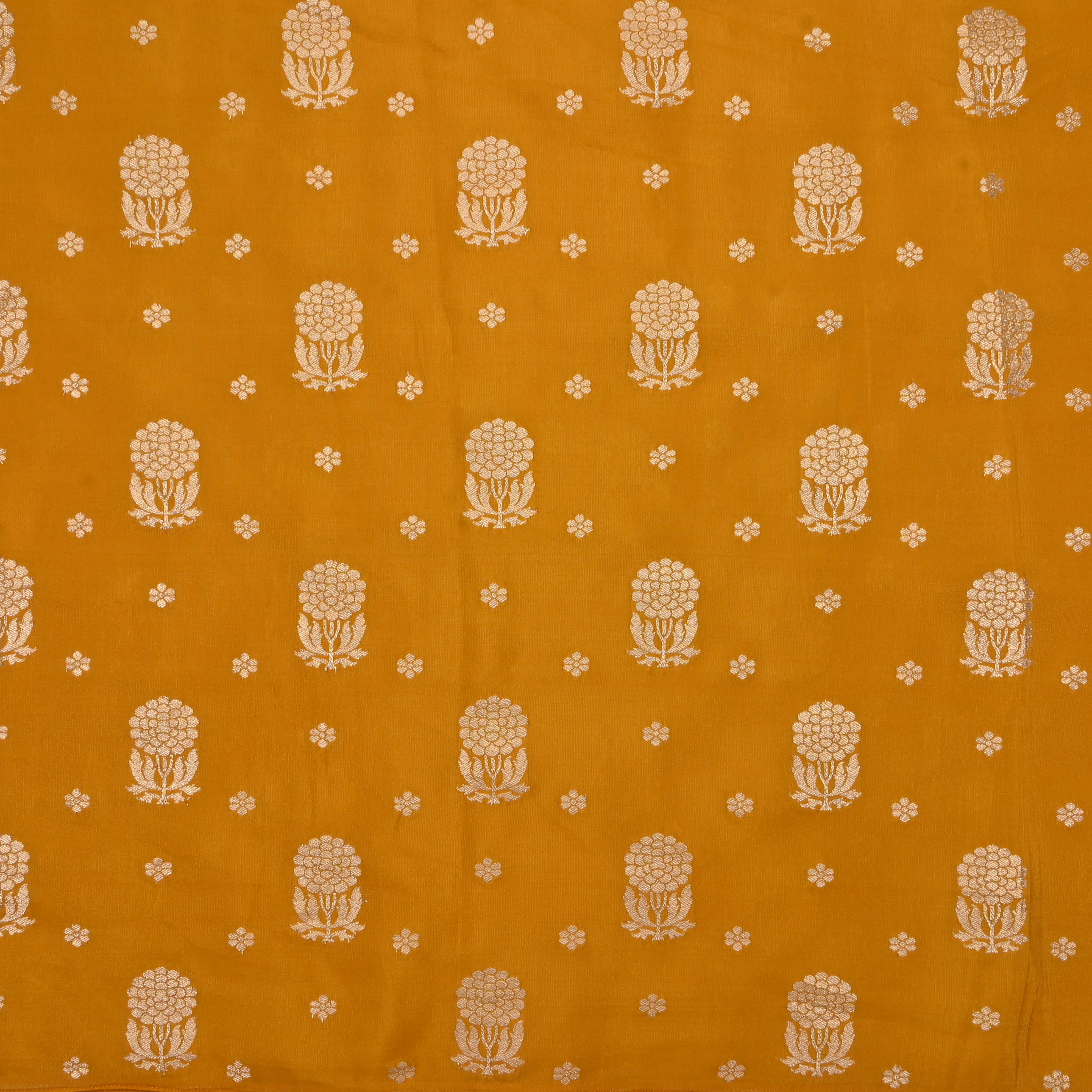 Maize Yellow Tissue Fabric With Zari Weaving
