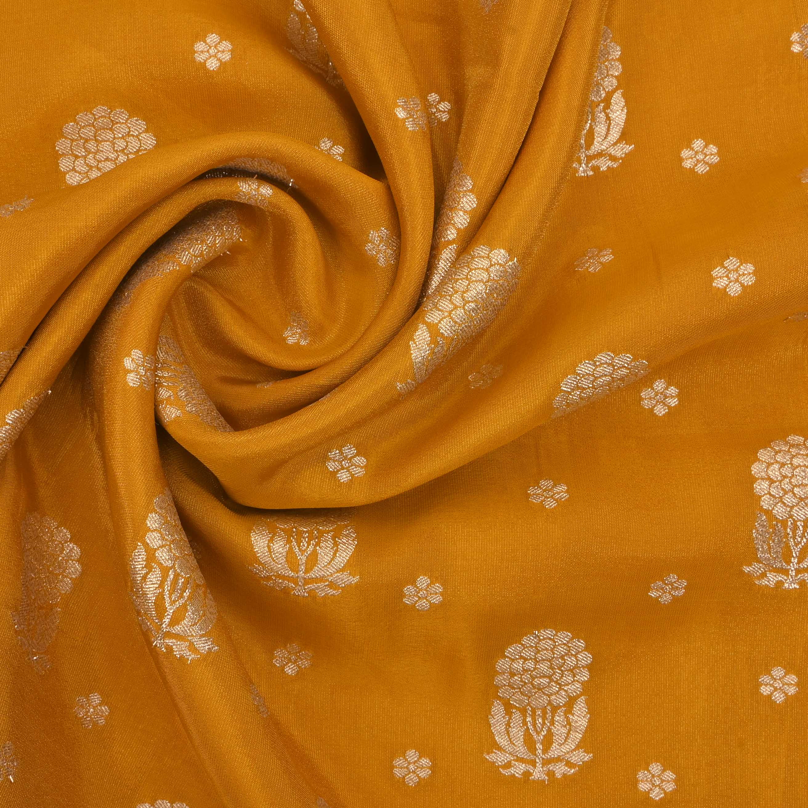 Maize Yellow Tissue Fabric With Zari Weaving