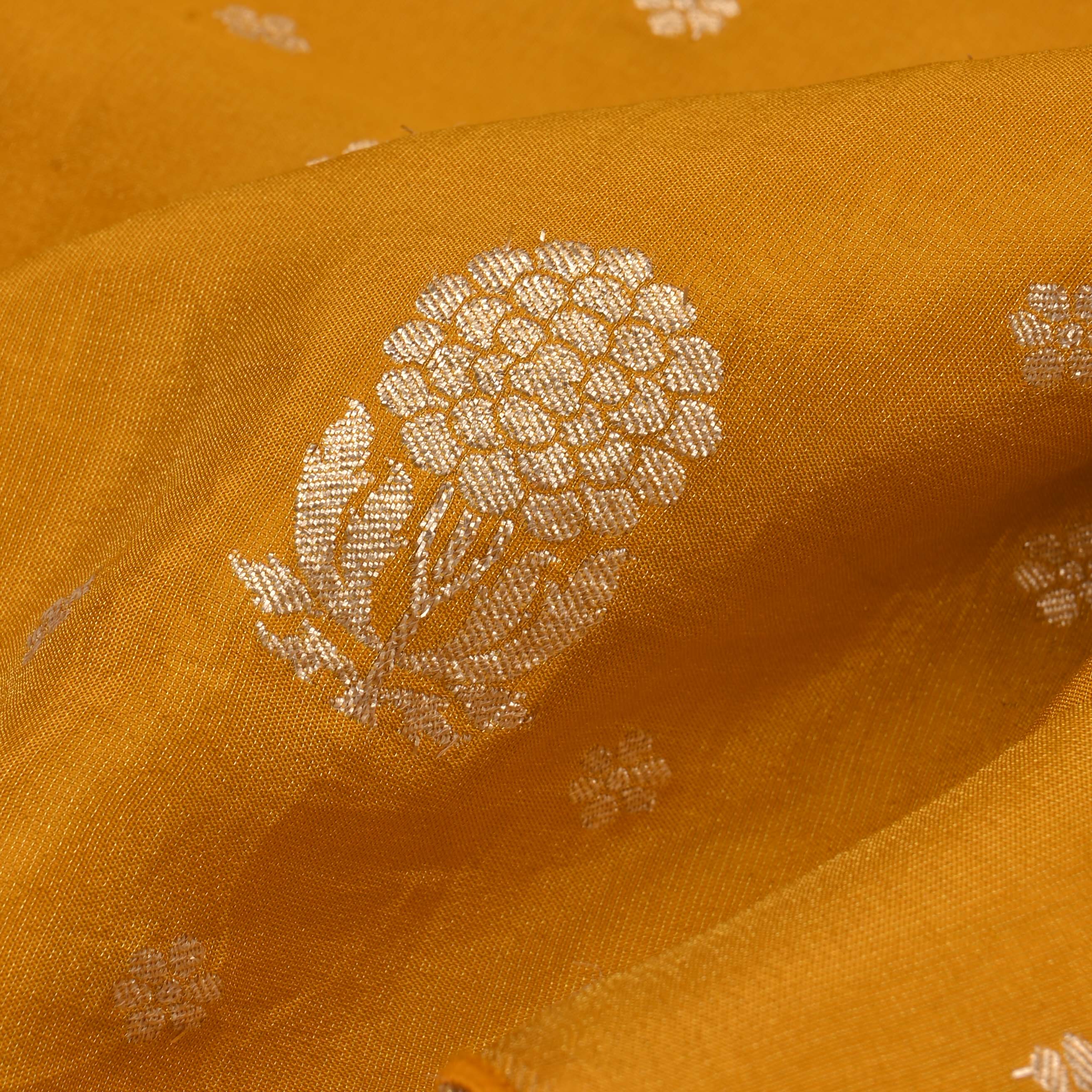 Maize Yellow Tissue Fabric With Zari Weaving