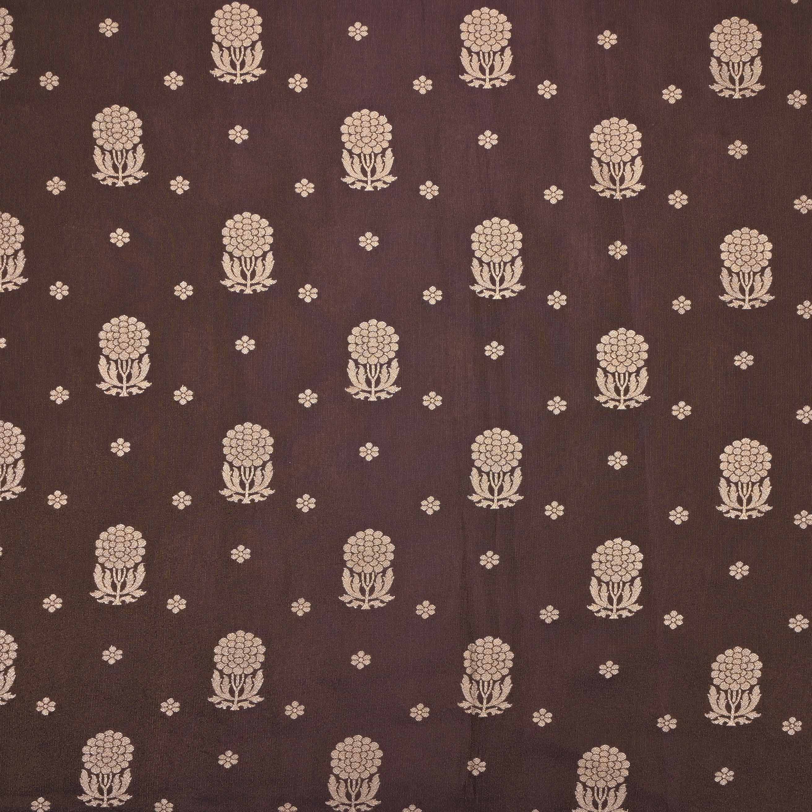 Navy Blue Tissue Fabric With Zari Weaving