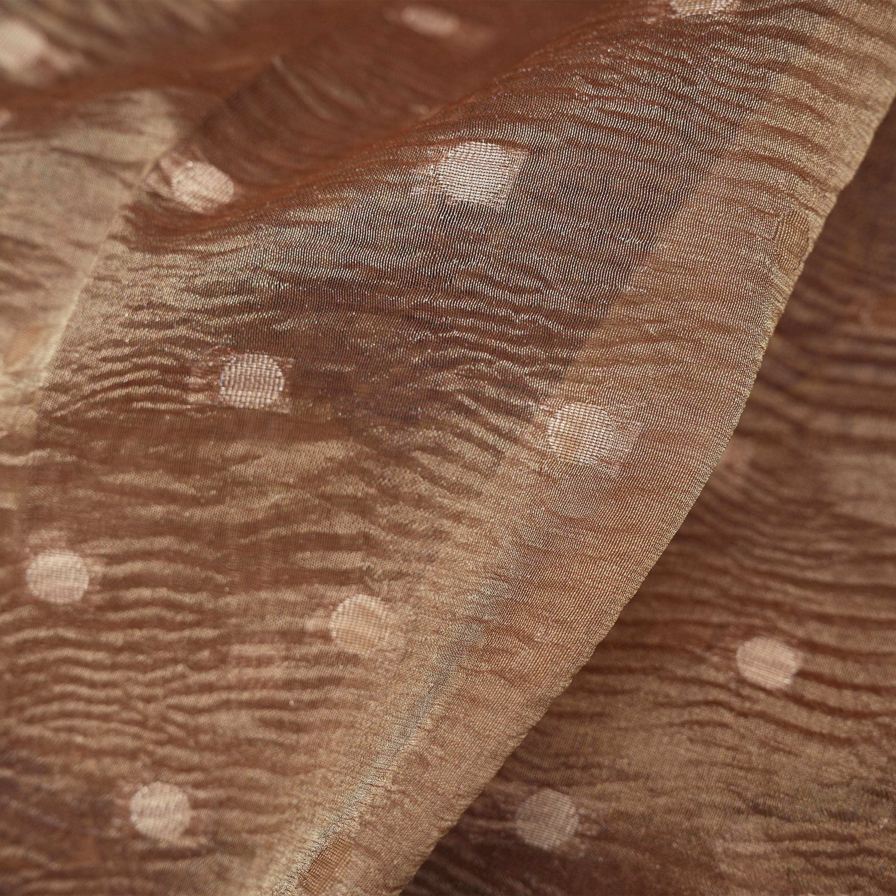 Light Traupe Brown Kanchi Zari Motifs Border Jamawar Tissue Fabric