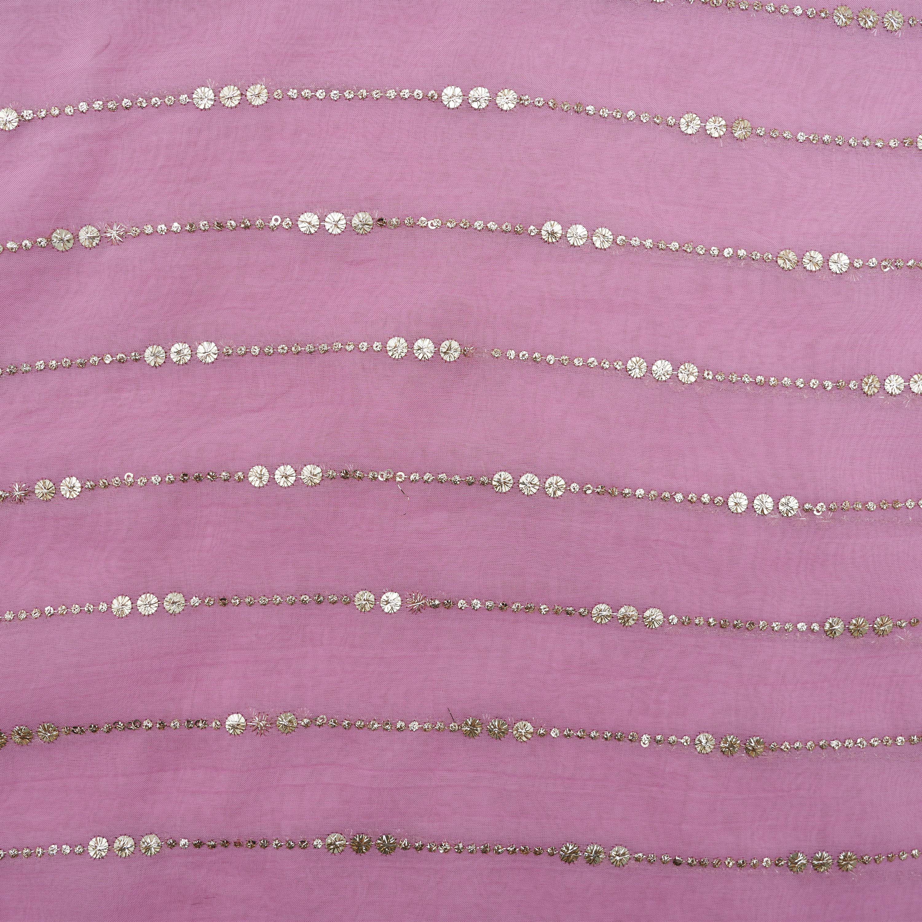 Turkish Rose Zari Embroidered Organza Fabric