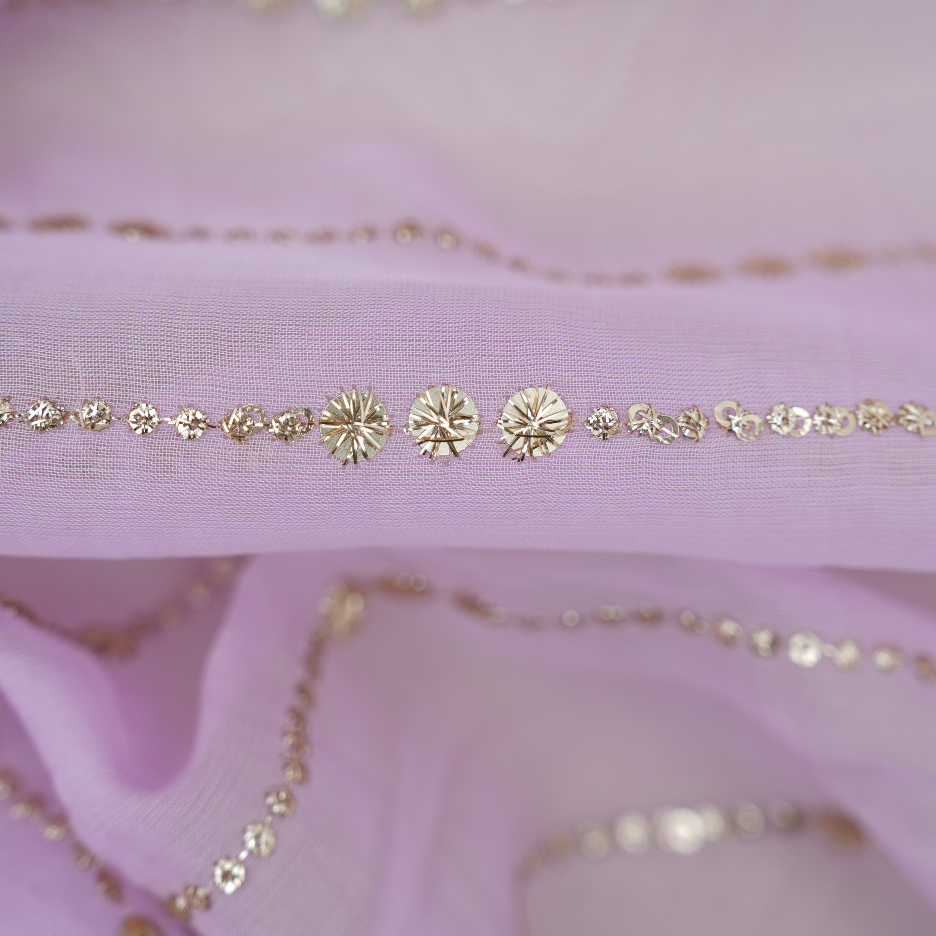 Nobel Purple Mirror Zari Embroidered Organza Fabric