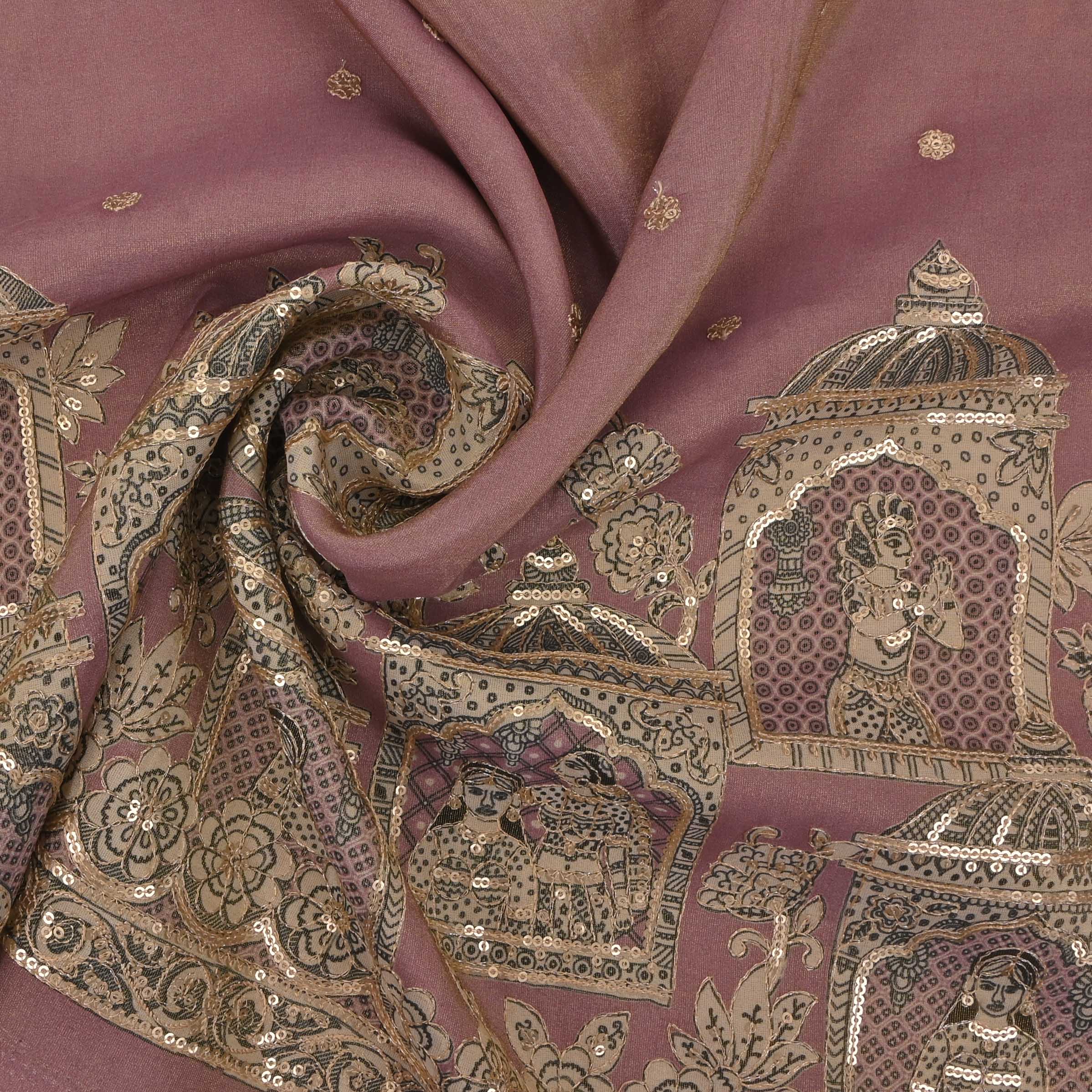 Rose Gold Tissue Embroidery Border Fabric