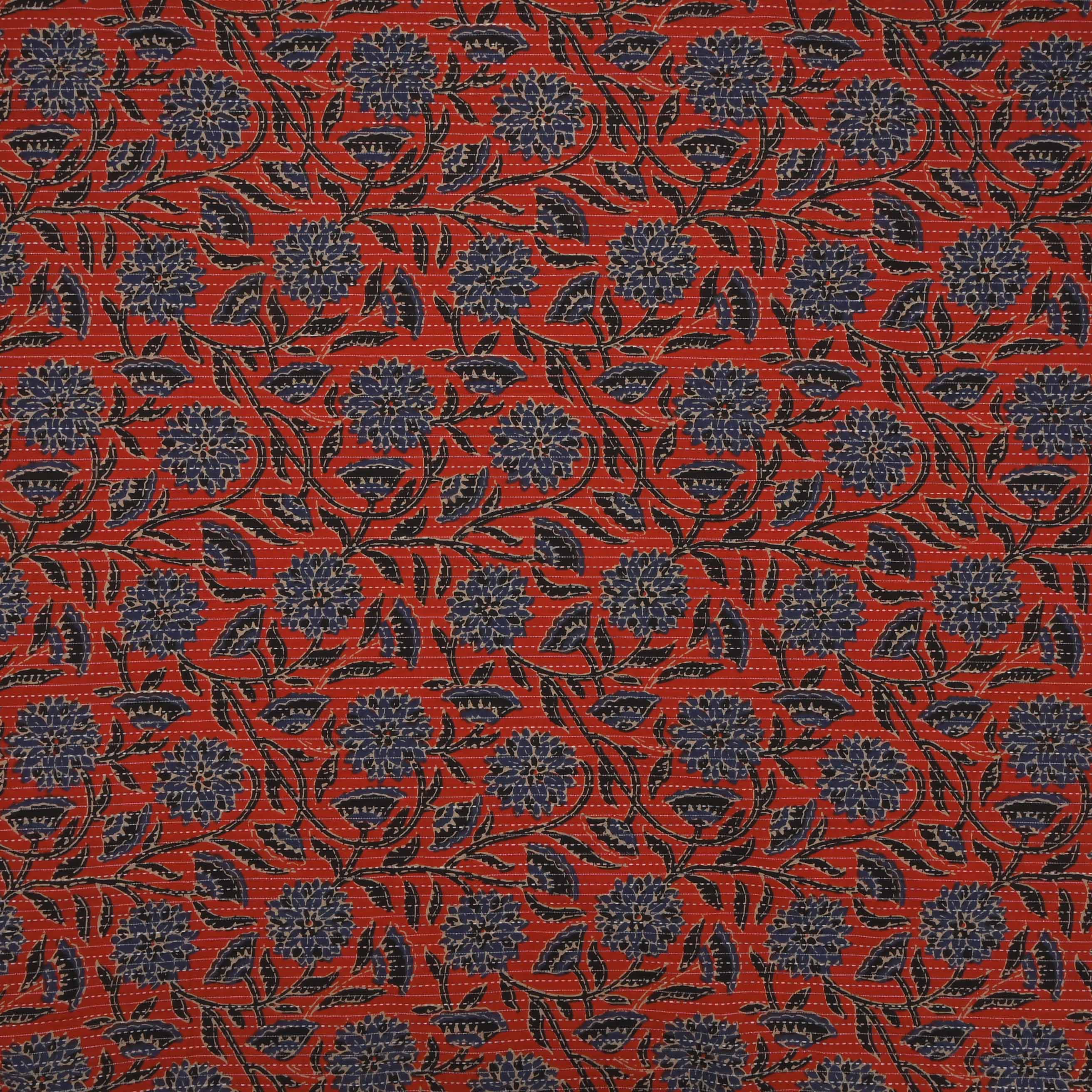 Auburn Maroon Ajrakh Printed Cotton Fabric