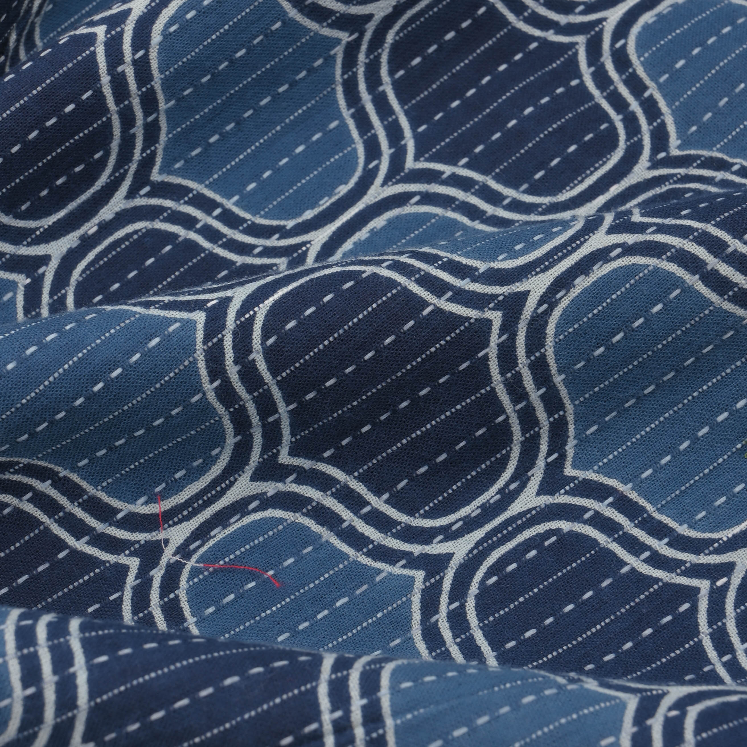 Marine Blue Ajrakh Printed Cotton Fabric