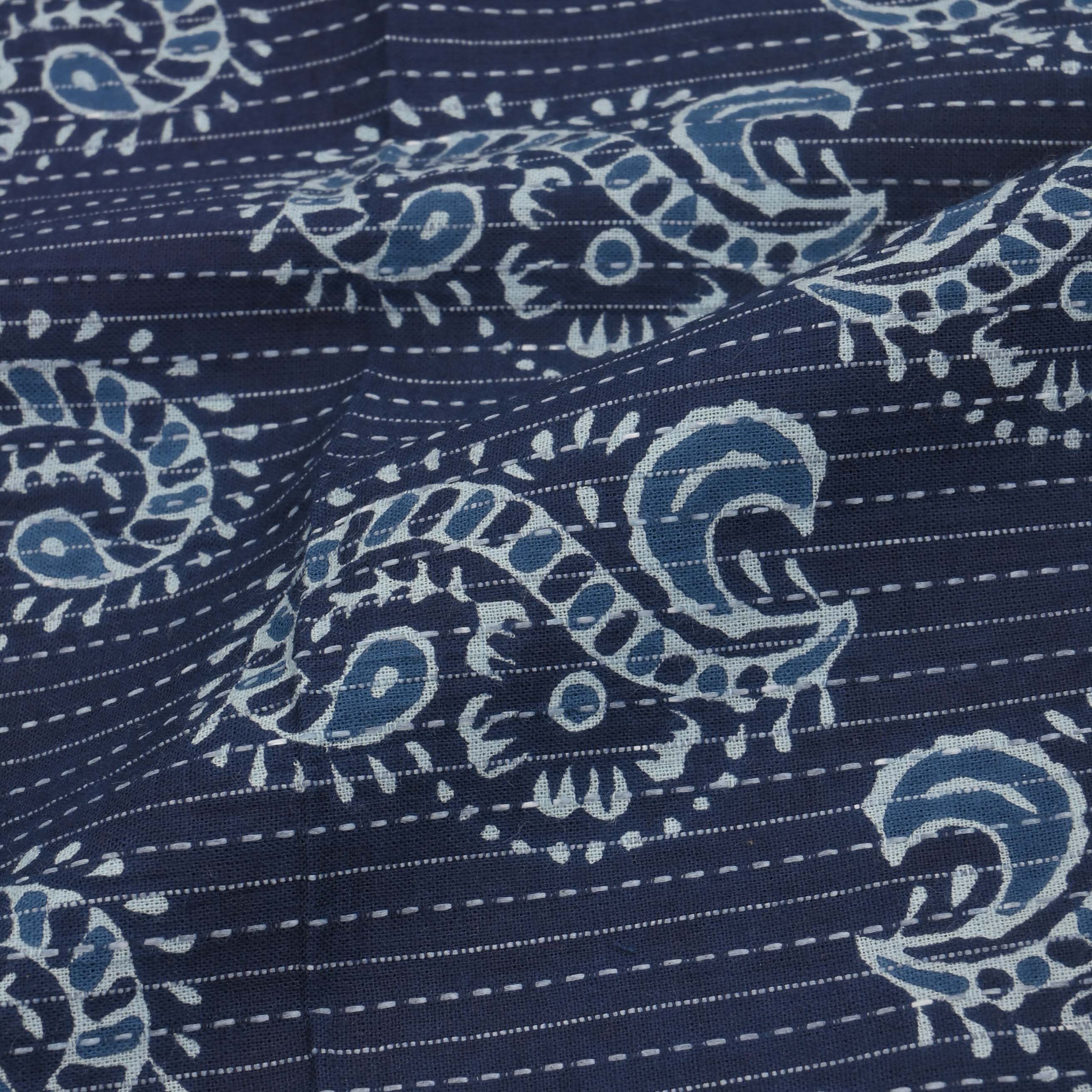 Admiral Blue Ajrakh Printed Cotton Fabric