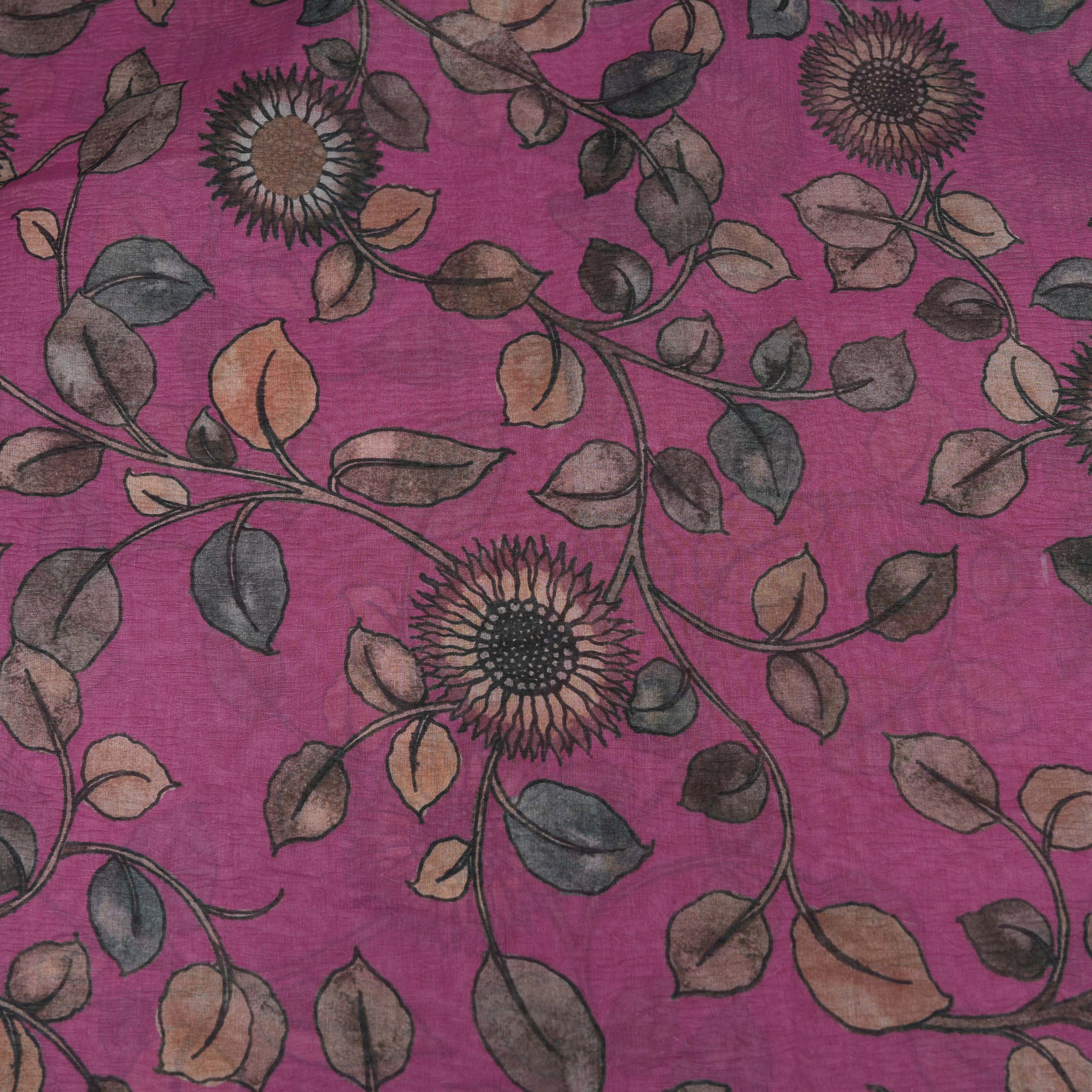 Fandango Purple Floral Jaal Tissue Fabric