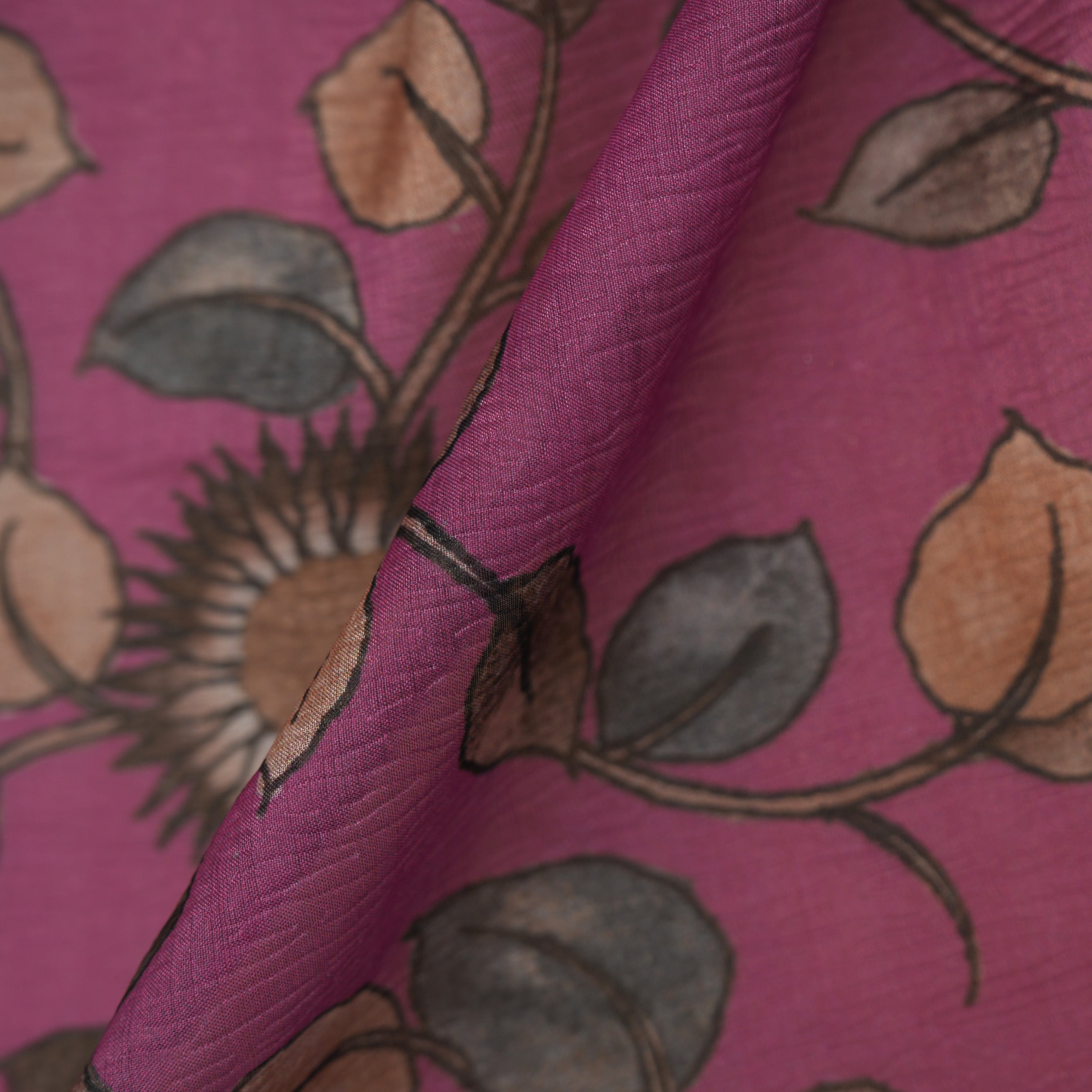 Fandango Purple Floral Jaal Tissue Fabric