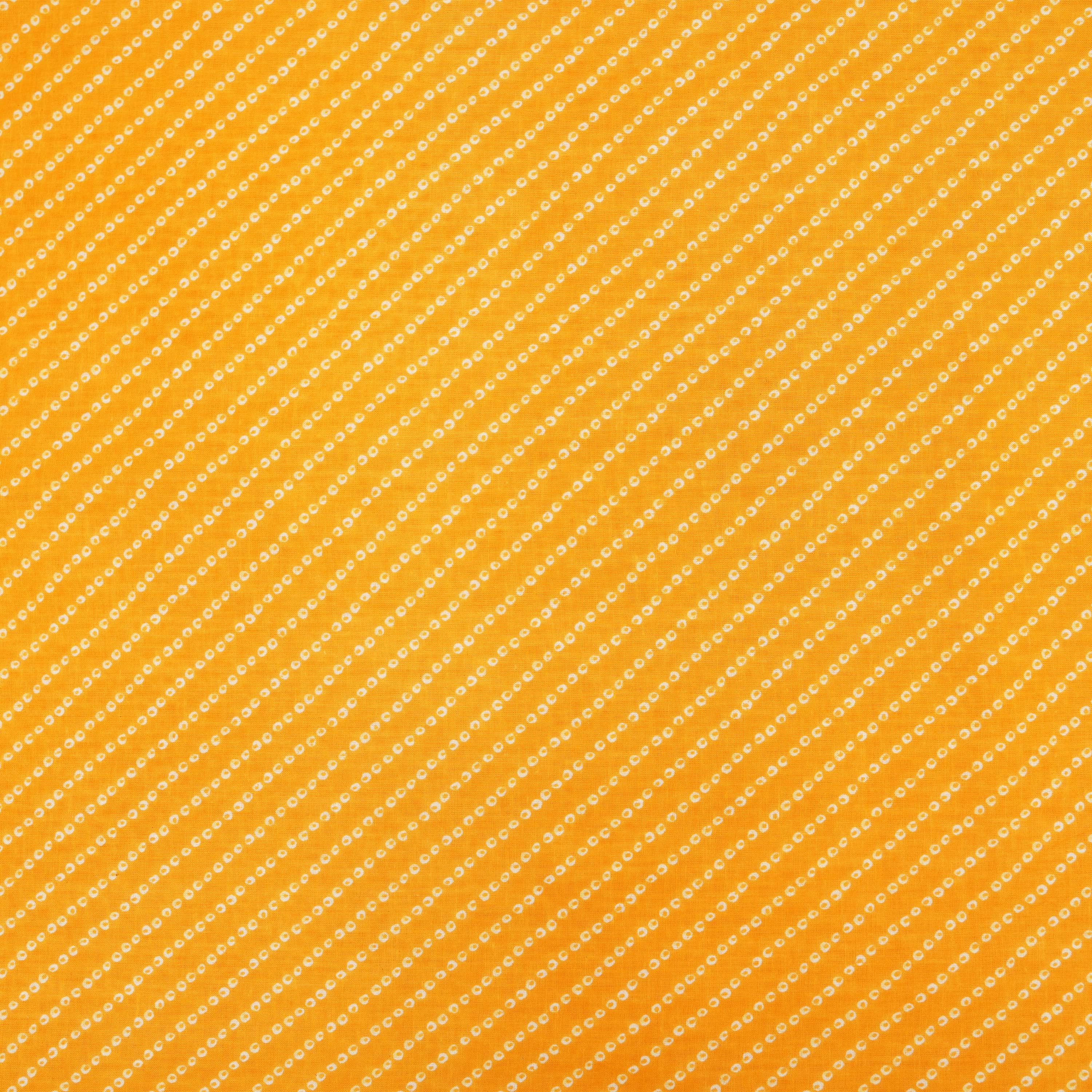Orangish Yellow Printed Bandhani Cotton Fabric