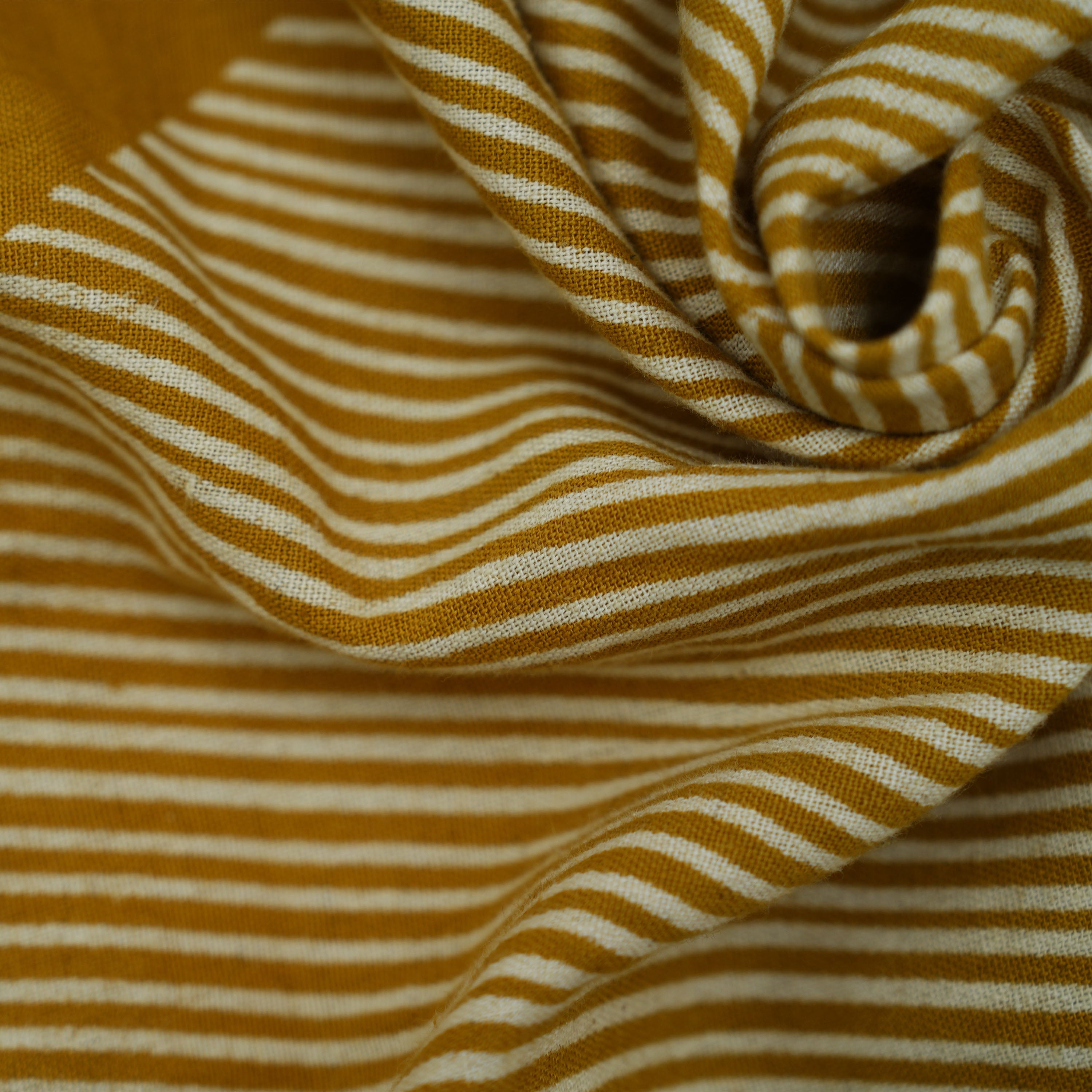 Medium Brown Striped Geometric Printed Cotton Fabric