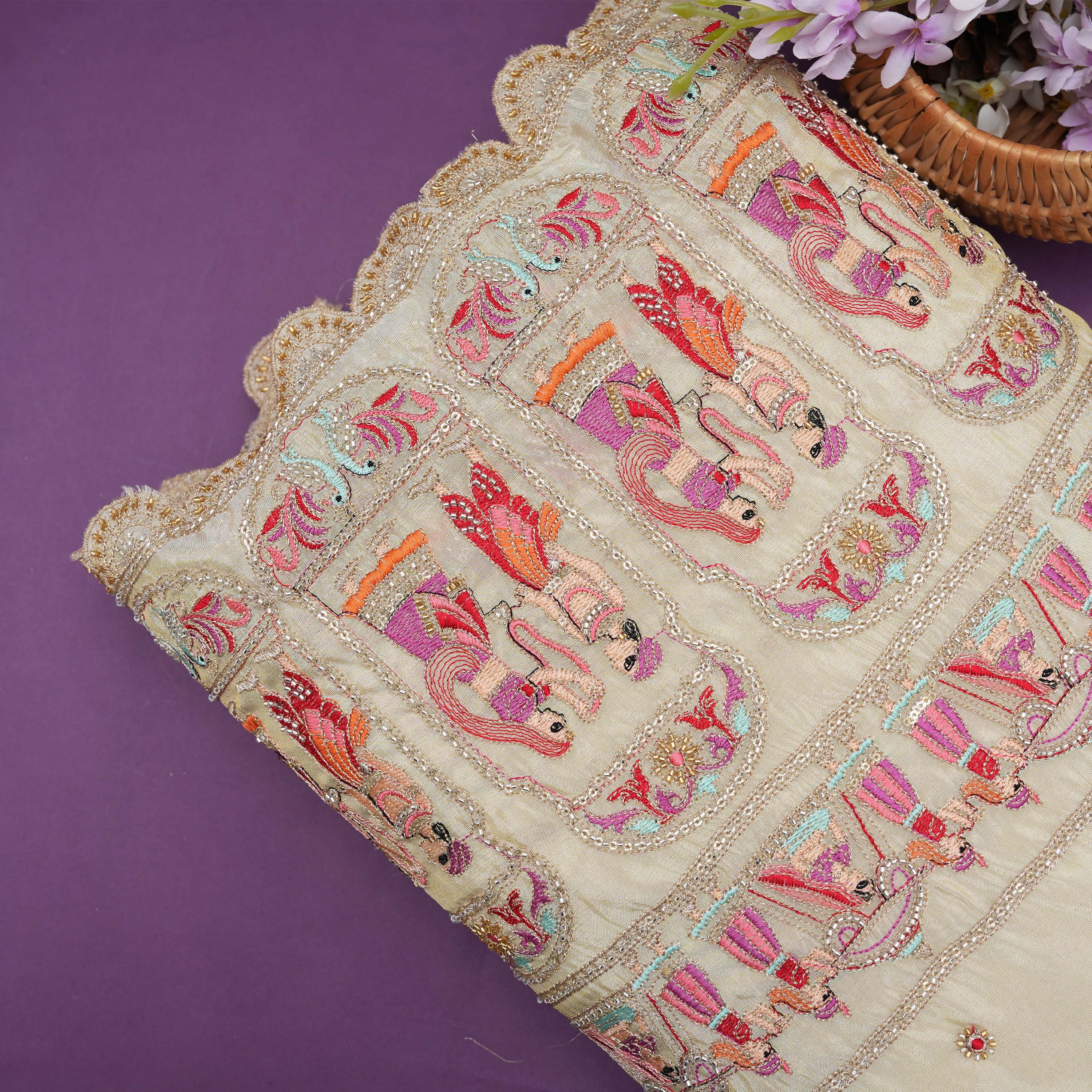 Smoked White Bridal Embroidery On Tissue Fabric