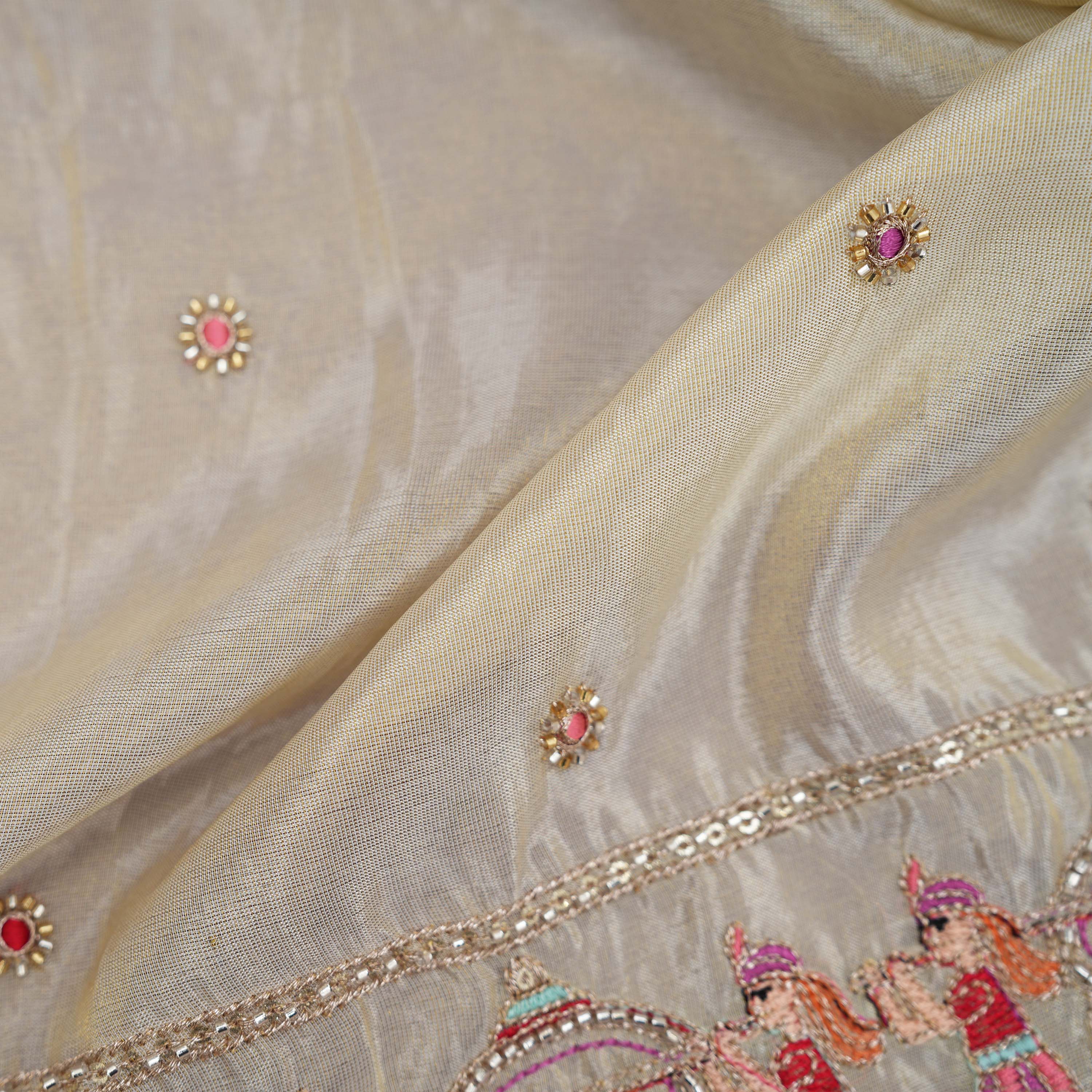 Smoked White Bridal Embroidery On Tissue Fabric