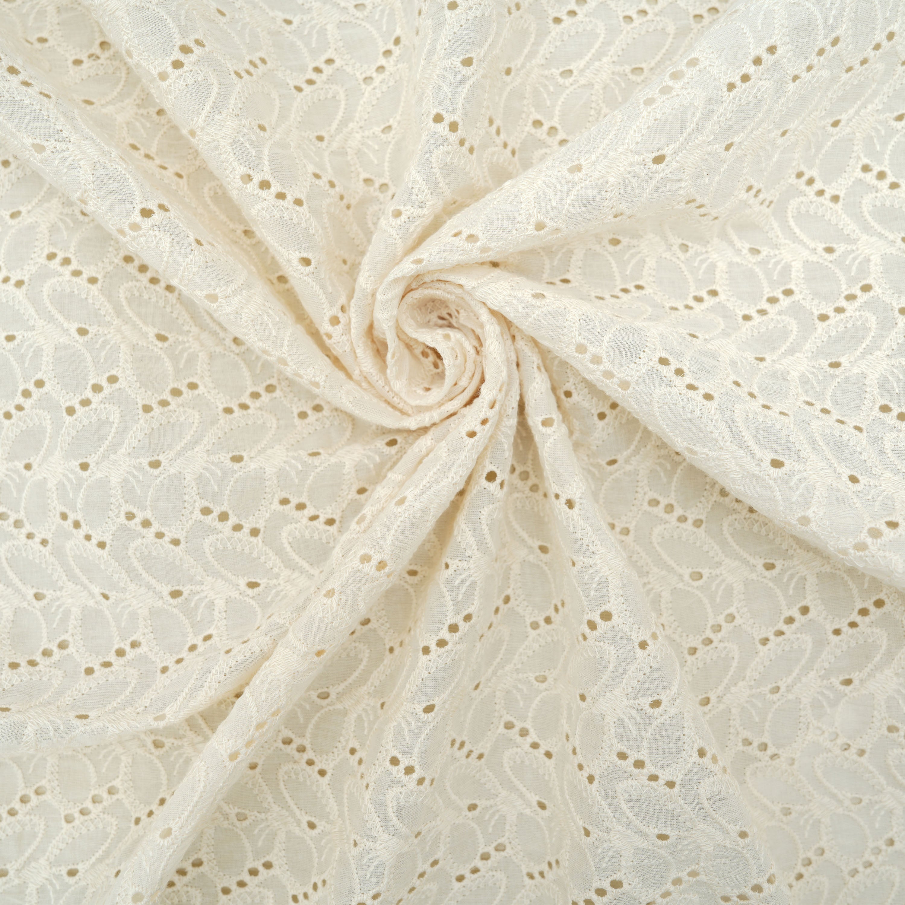 Pearl Bush White Pattern Threadwork Chanderi Fabric