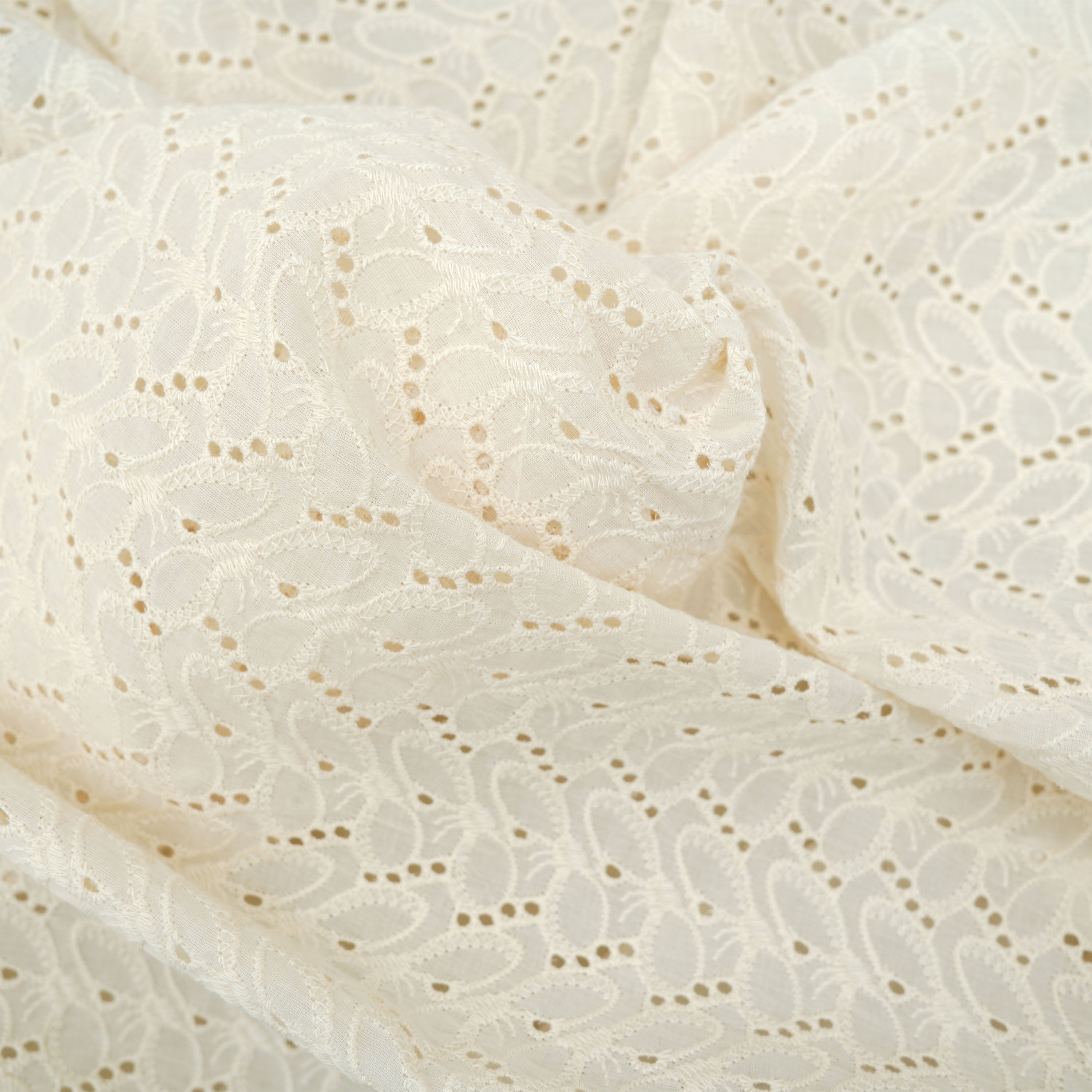Pearl Bush White Pattern Threadwork Chanderi Fabric