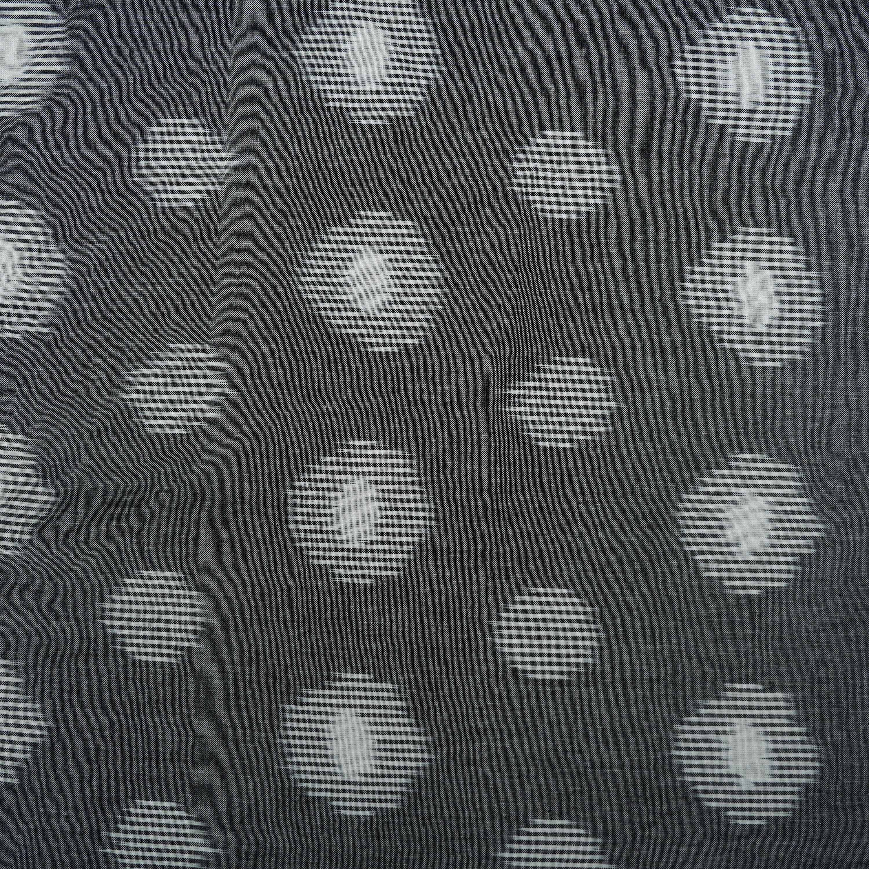 Smokey Gray Geometric Ikat Pattern Cotton Fabric