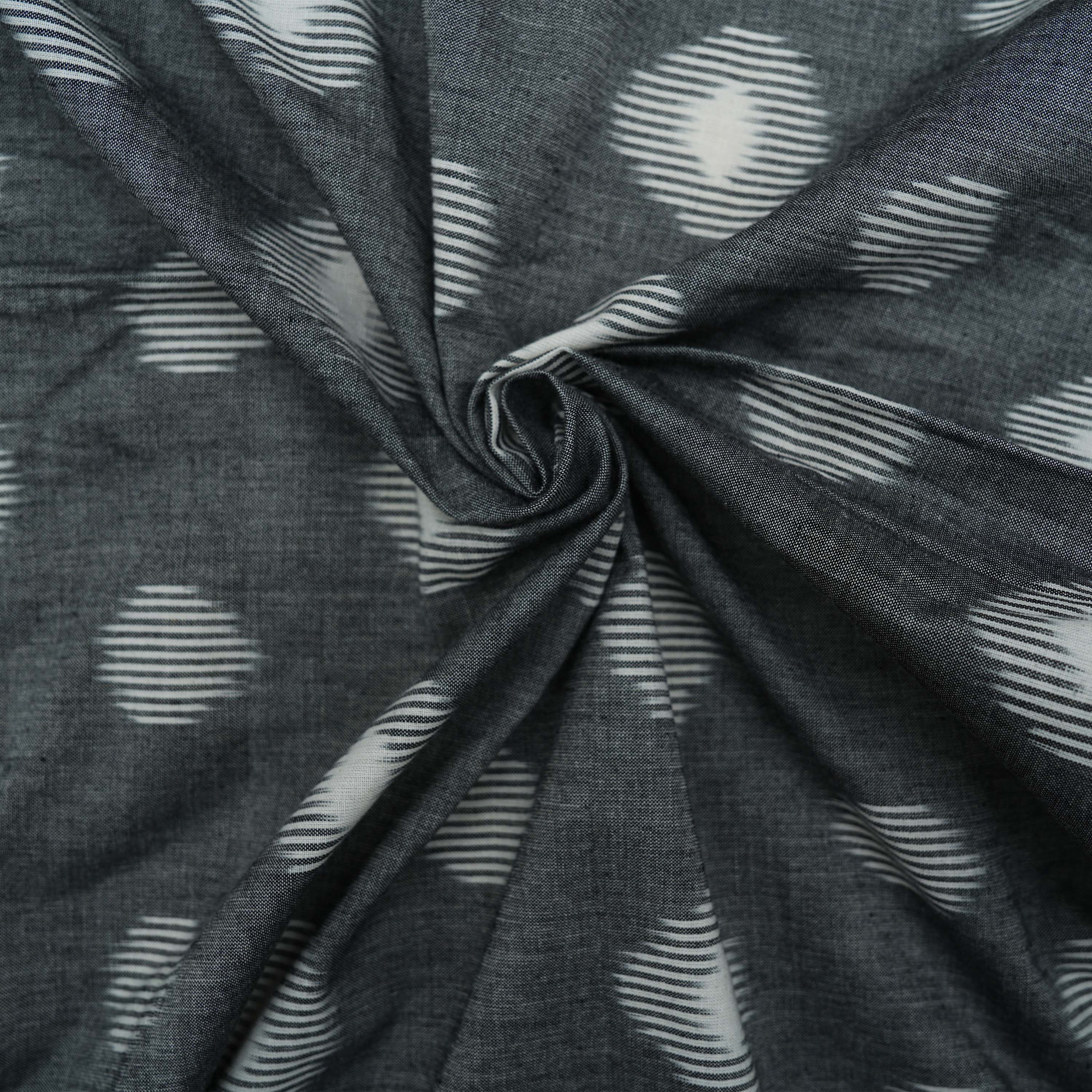 Smokey Gray Geometric Ikat Pattern Cotton Fabric